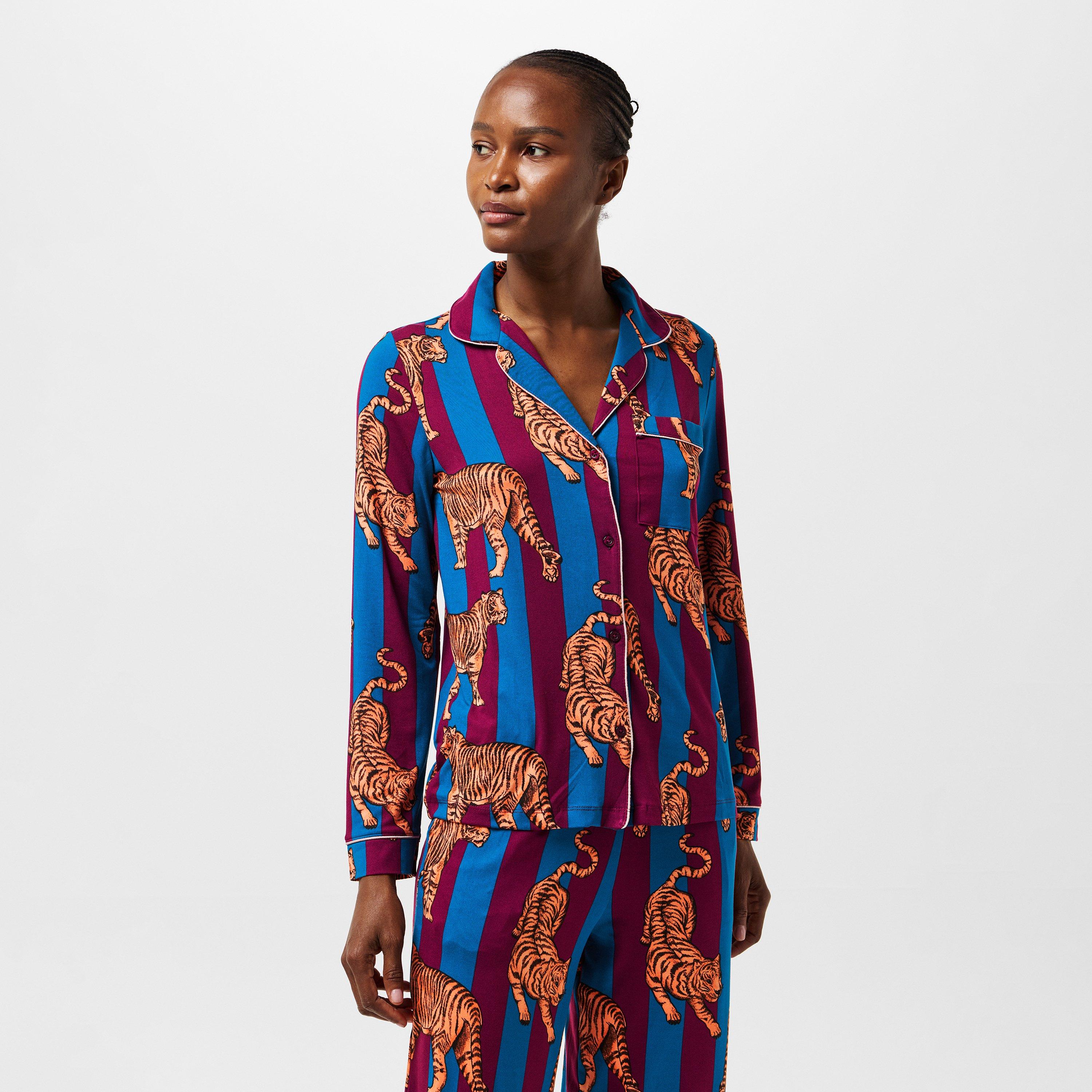 Navy Strp Tiger - Chelsea Peers - Women's Long Sleeve Pyjama Sets - 3