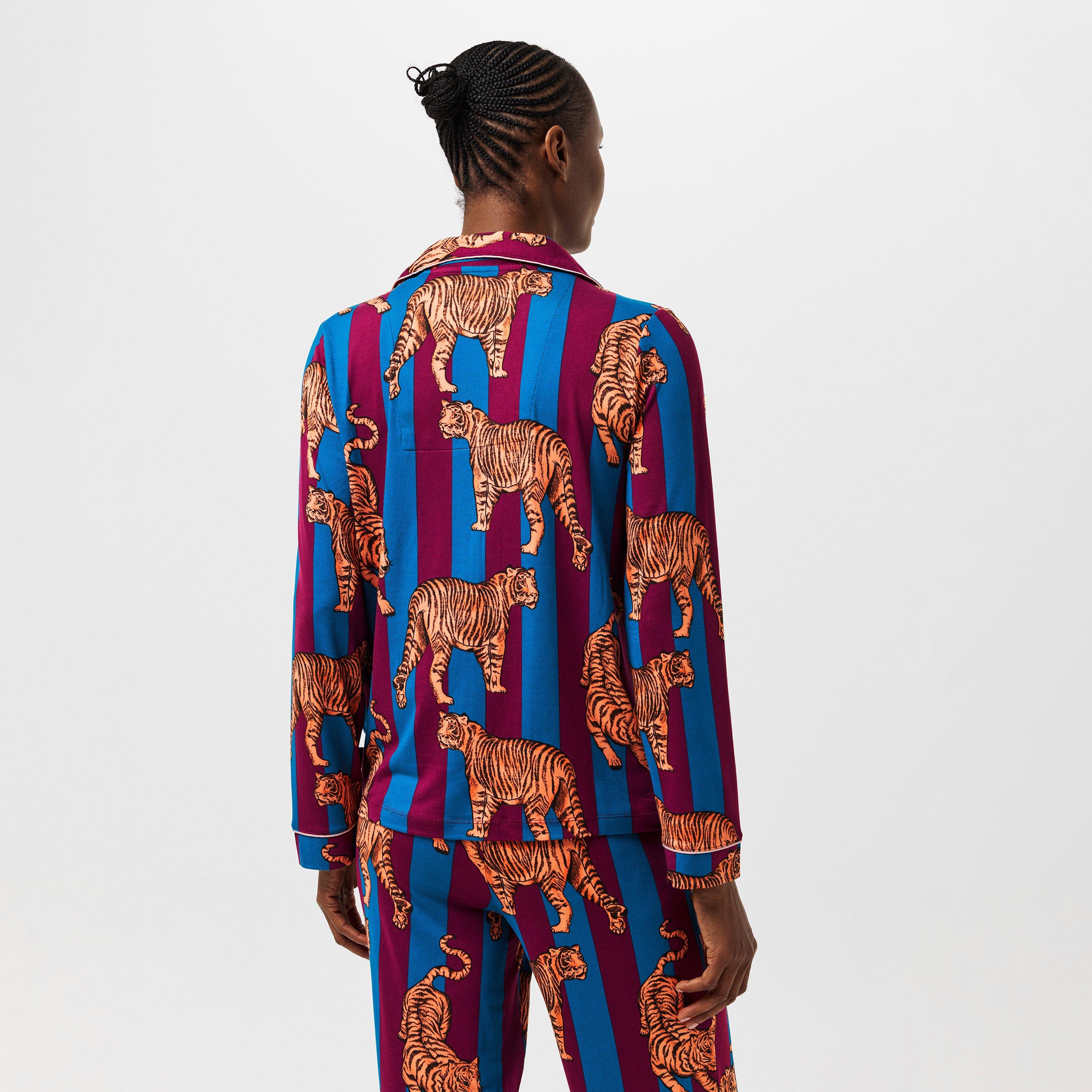 Navy Strp Tiger - Chelsea Peers - Women's Long Sleeve Pyjama Sets - 4