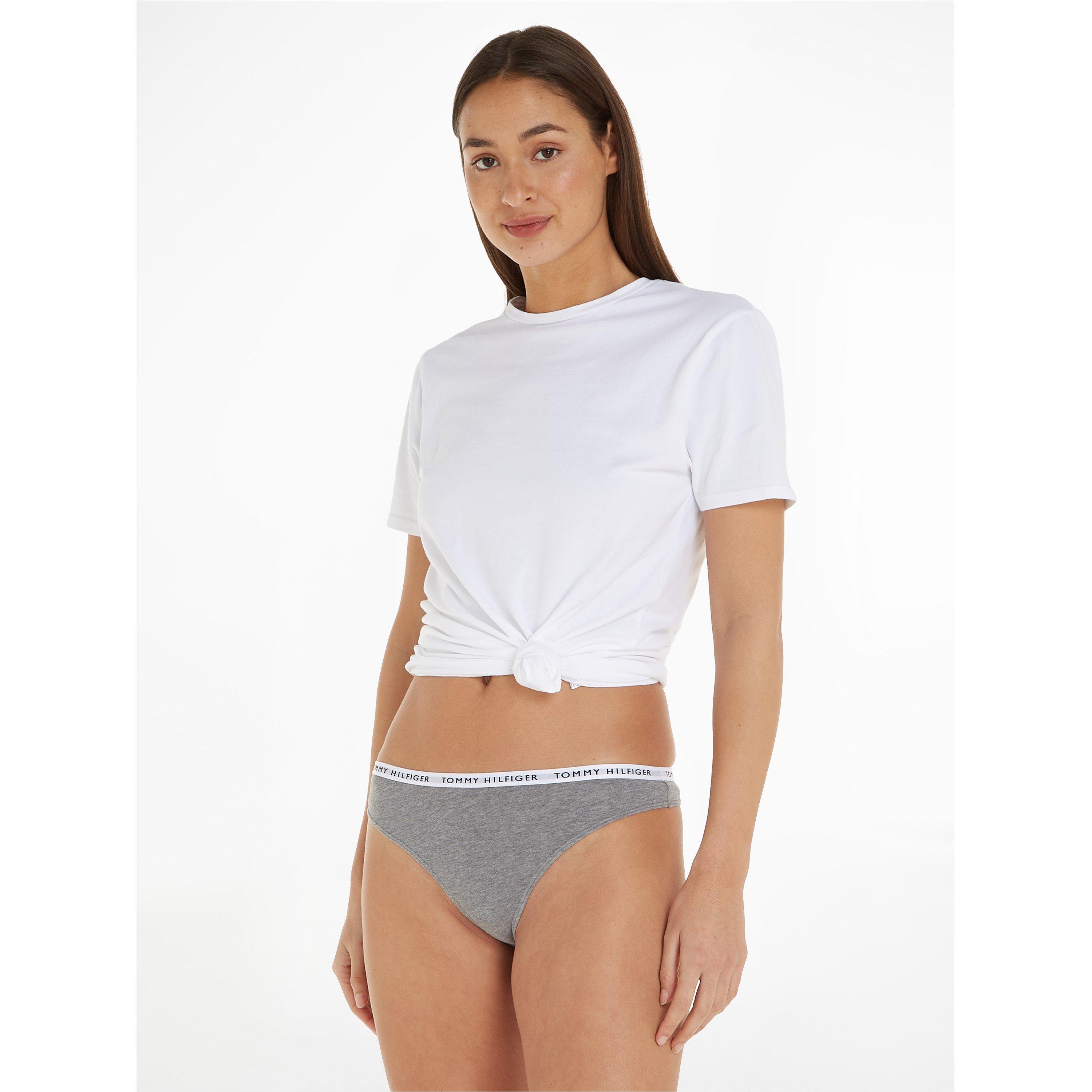 Grey/Wht/Blk - Tommy Hilfiger - Tommy Bodywear 3 Pack Thong Briefs Womens - 4