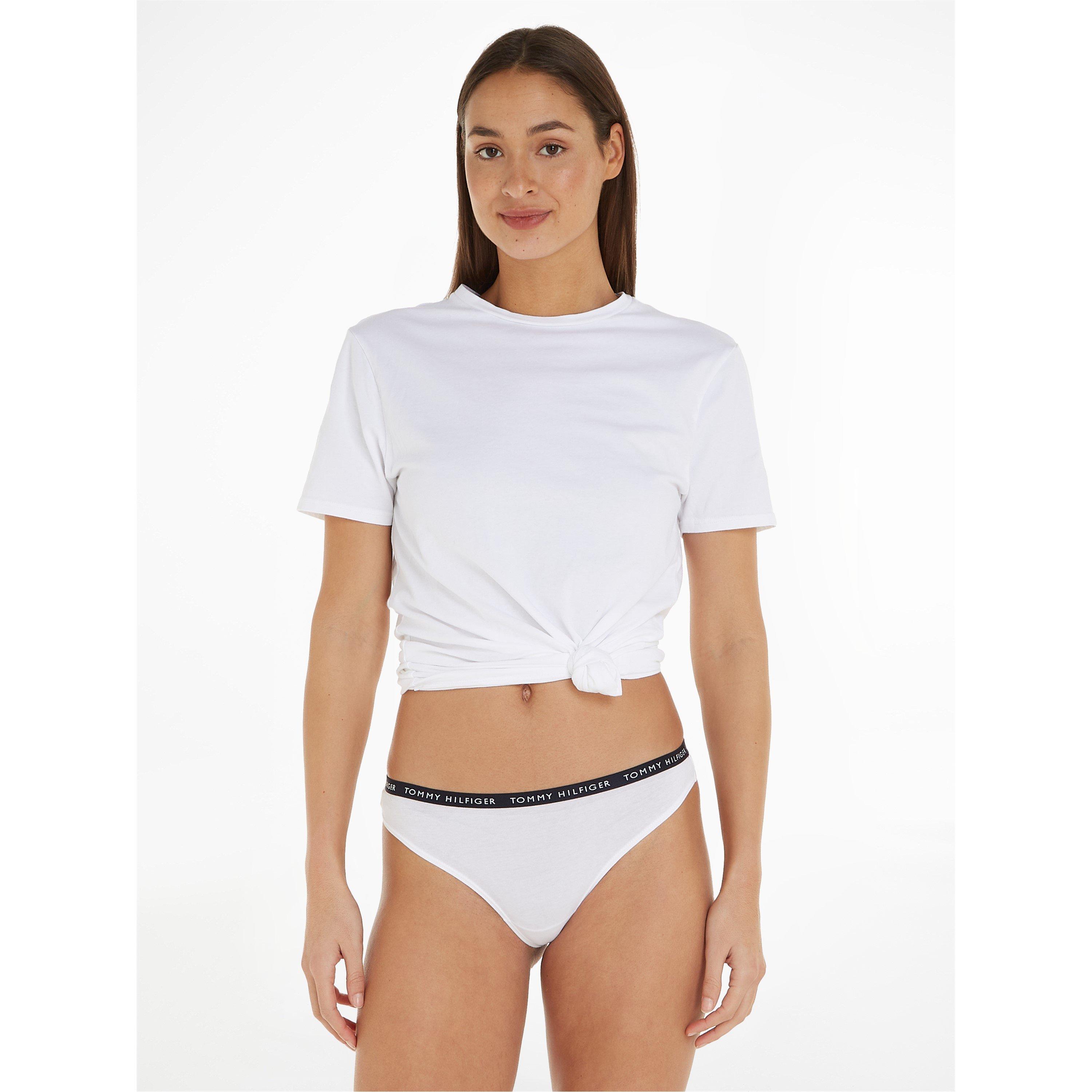 Grey/Wht/Blk - Tommy Hilfiger - Tommy Bodywear 3 Pack Thong Briefs Womens - 5