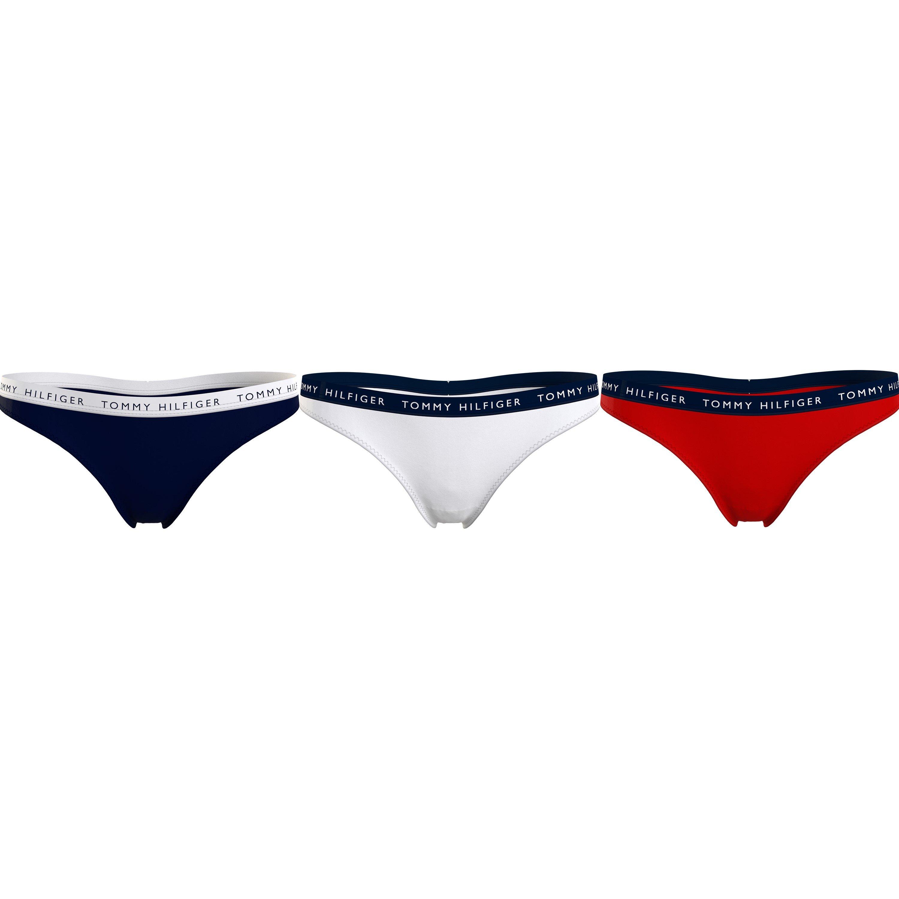 Tommy Hilfiger Women's Tommy Bodywear 3 Pack Thong Briefs - Navy/Wht/Red - 14 (L)
