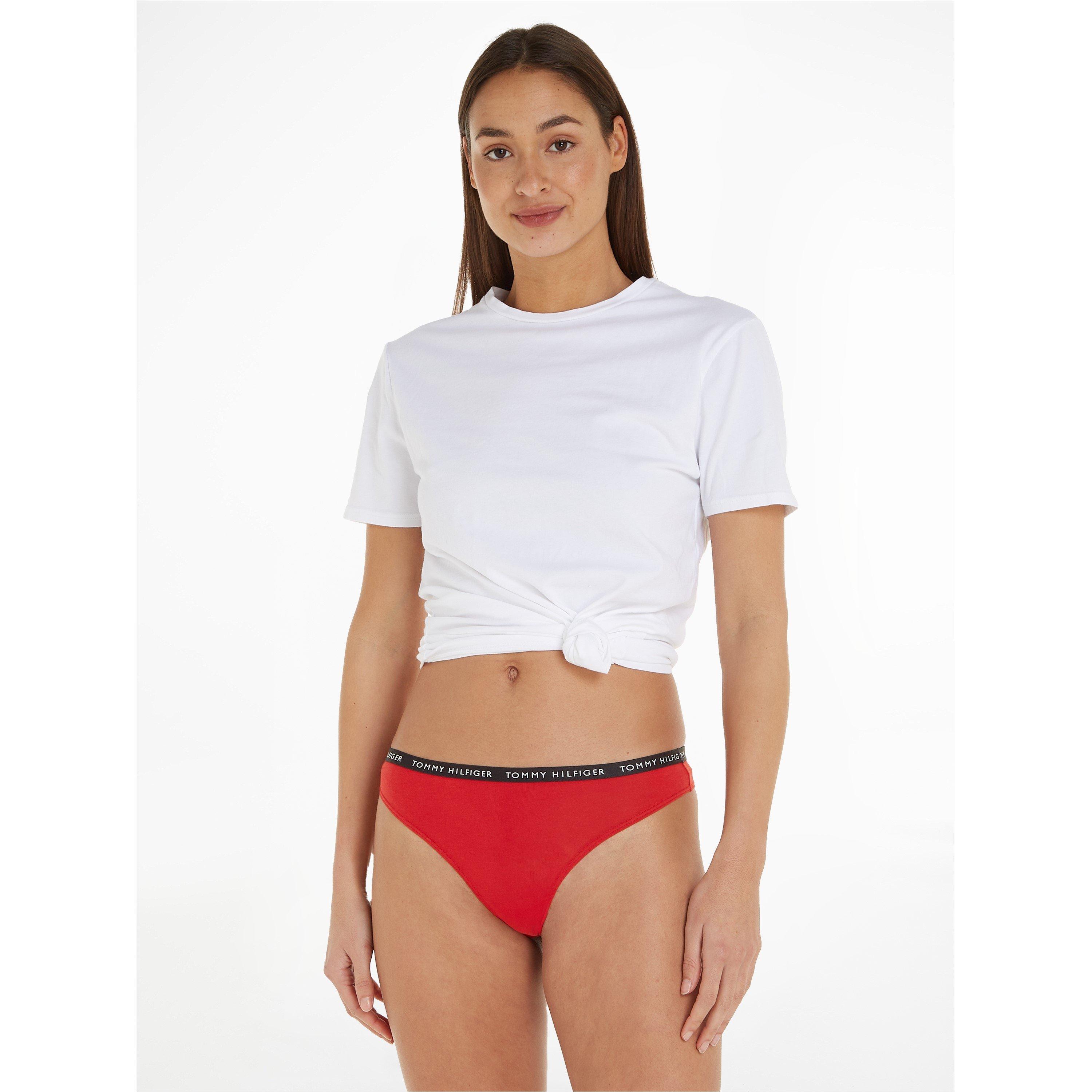 Azul Marinho/Branco/Vermelho - Tommy Hilfiger - Tommy Bodywear 3 Pack Thong Briefs Womens - 4