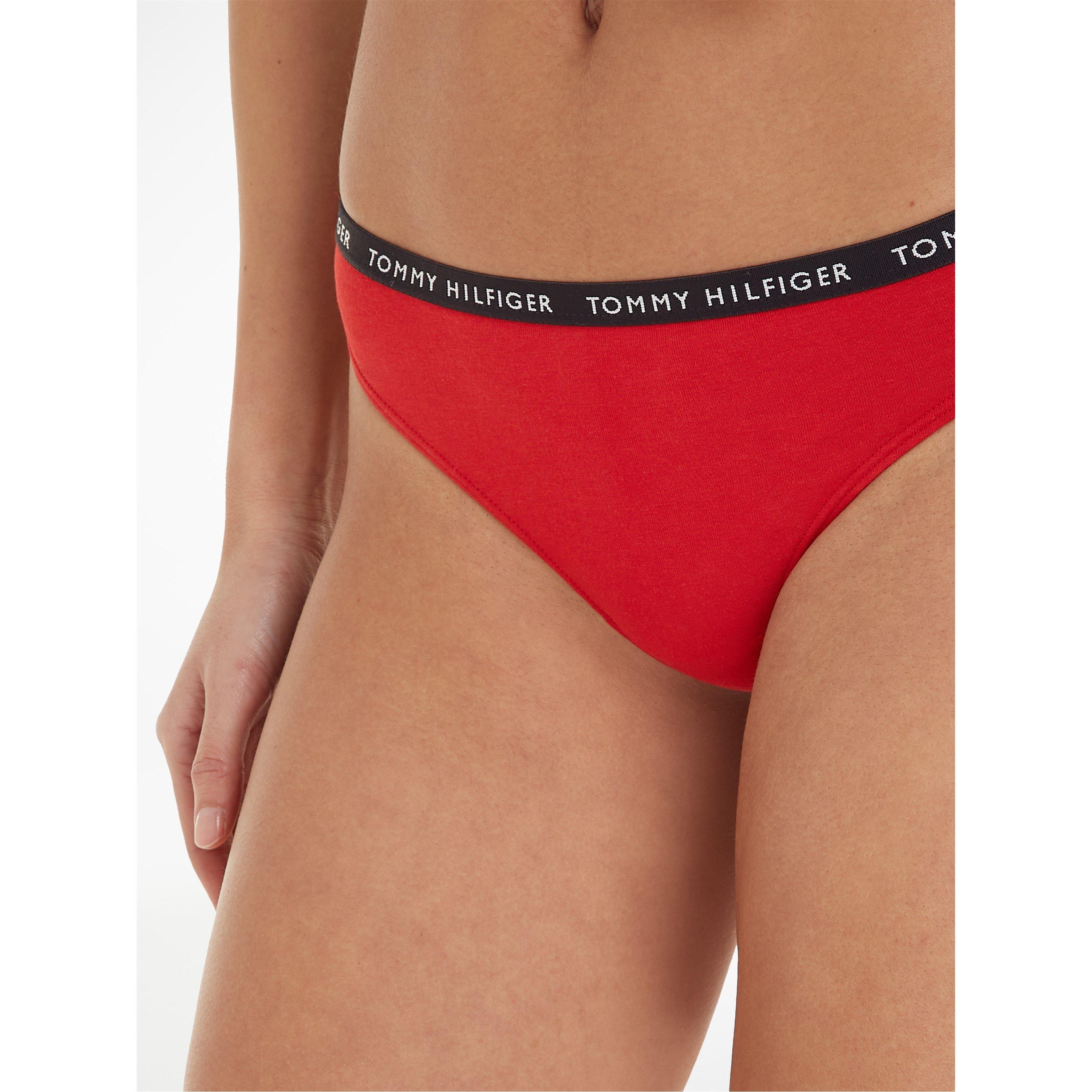 Azul Marinho/Branco/Vermelho - Tommy Hilfiger - Tommy Bodywear 3 Pack Thong Briefs Womens - 5