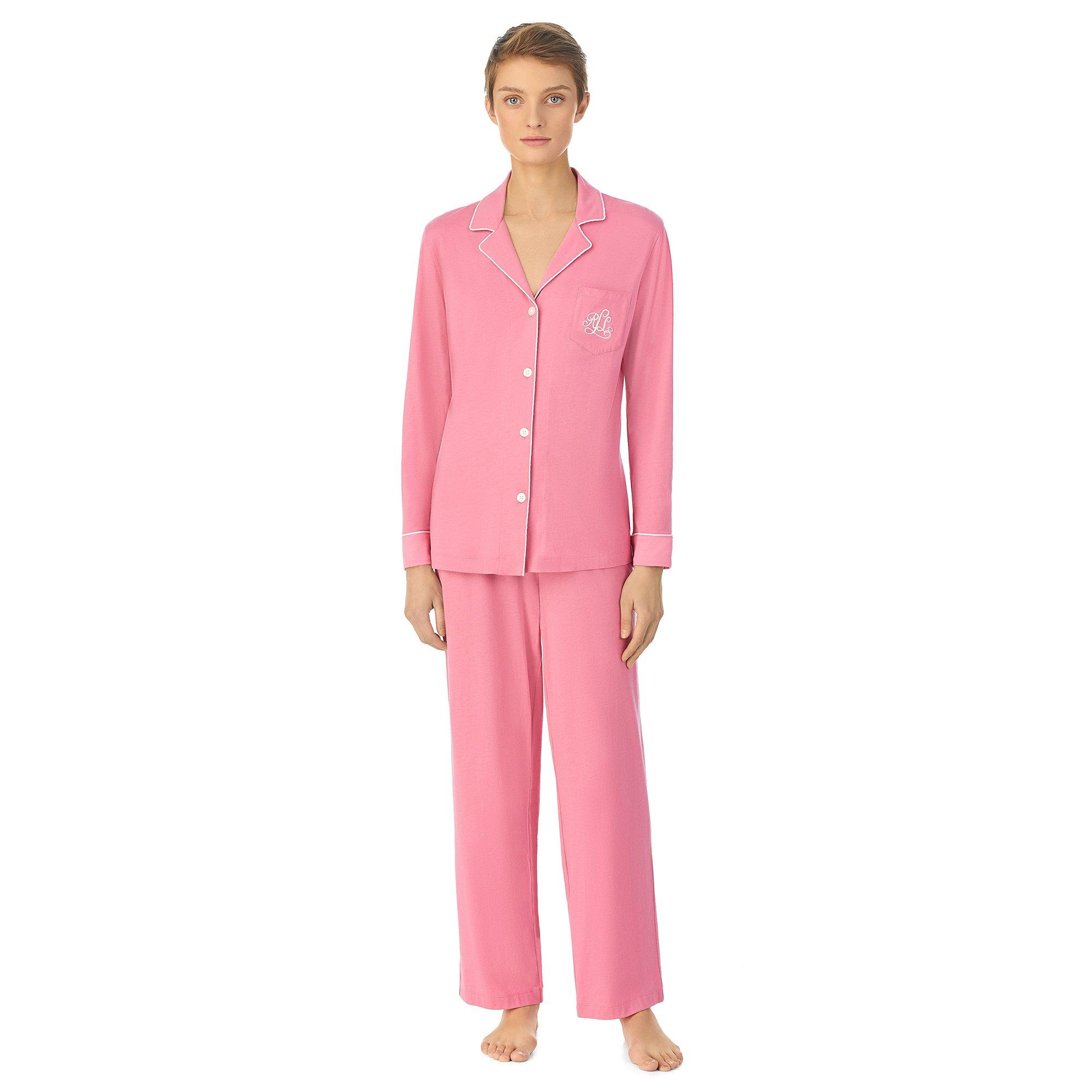 Lauren by Ralph Lauren Womens Classic Notched Collar Cotton Long Sleeve Pyjama Set