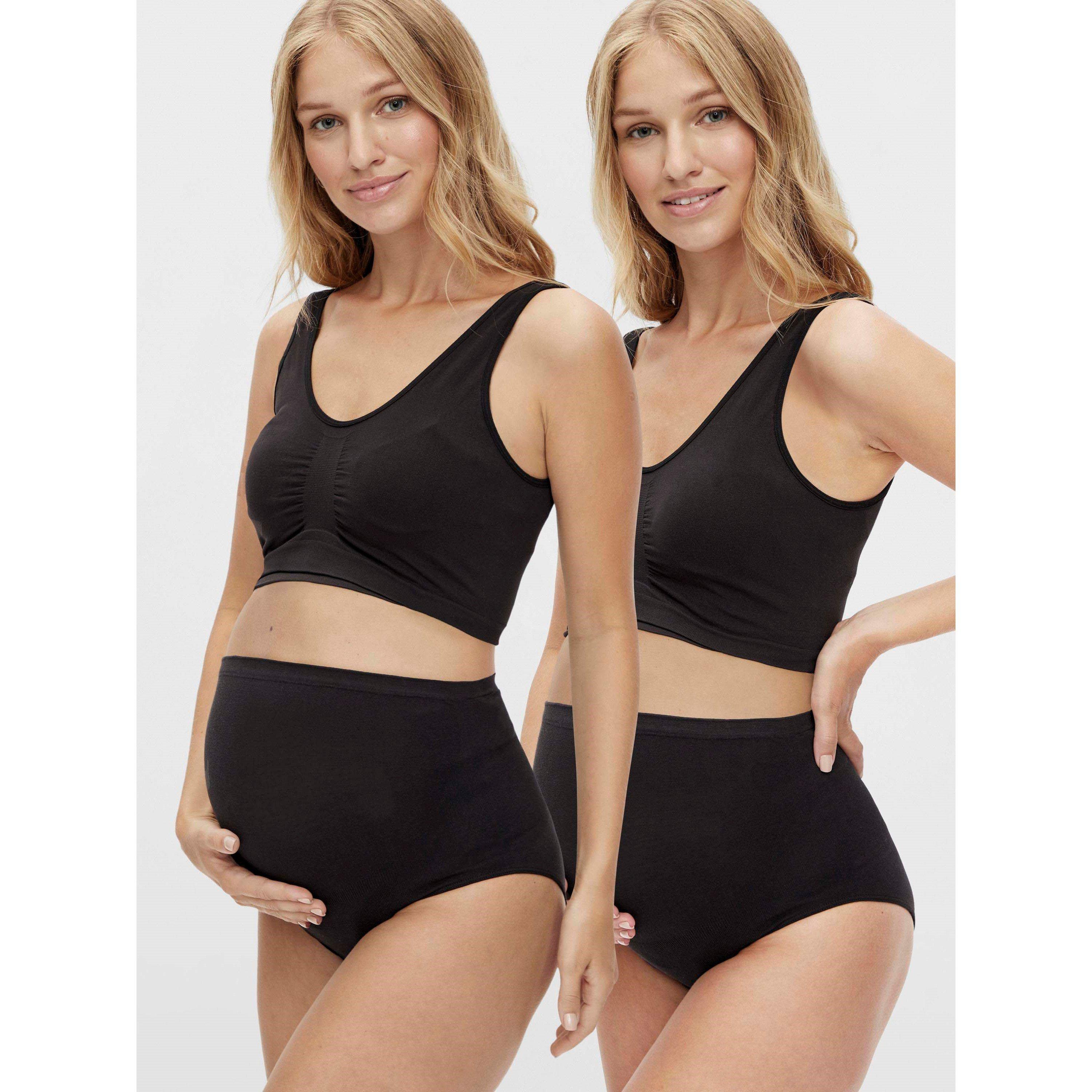 Black/Black - Mamalicious - Mama Cotn Pants 2 Pk Ld62 - 6