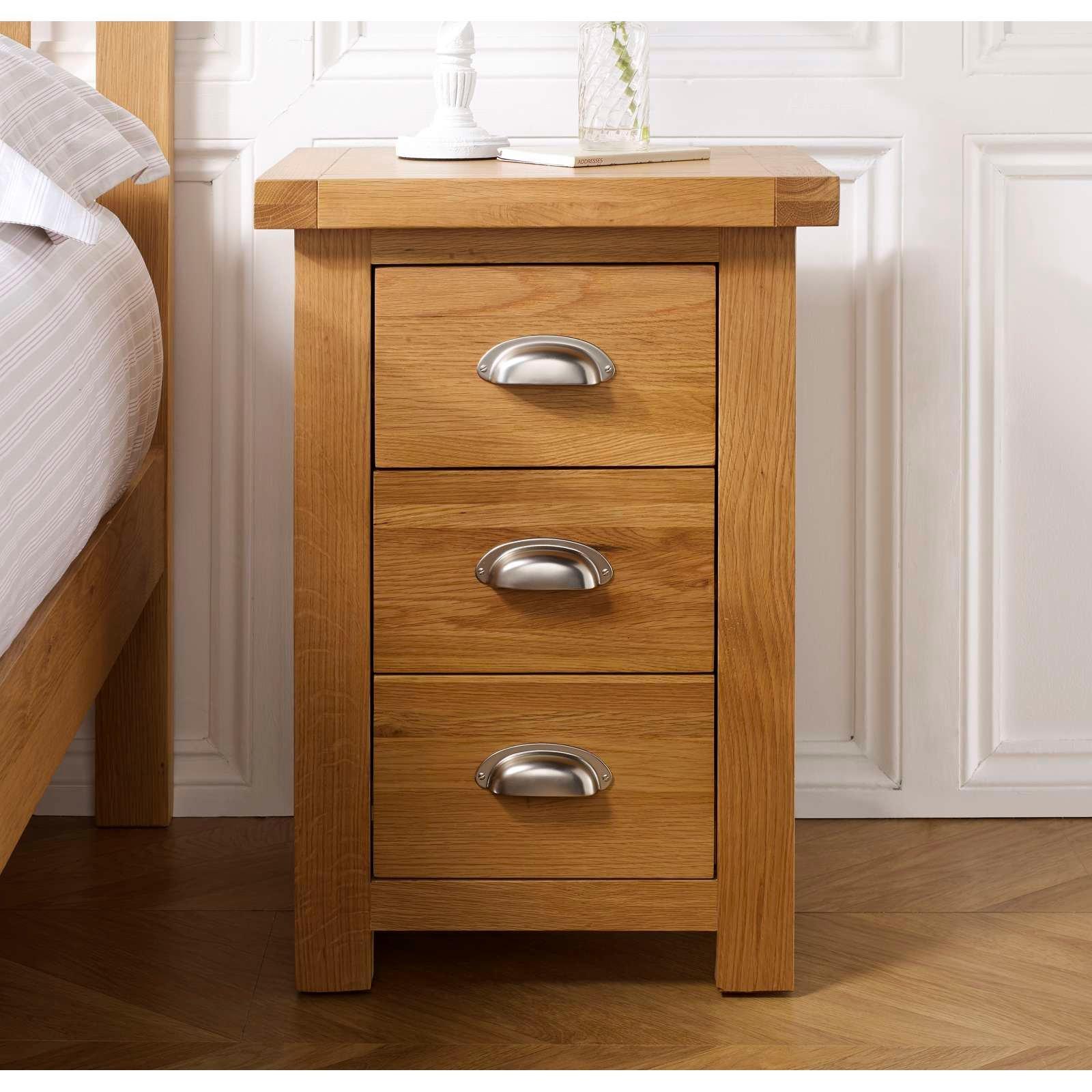 Oak - Birlea - Woburn Large 3 Drawer Bedside Table - 2