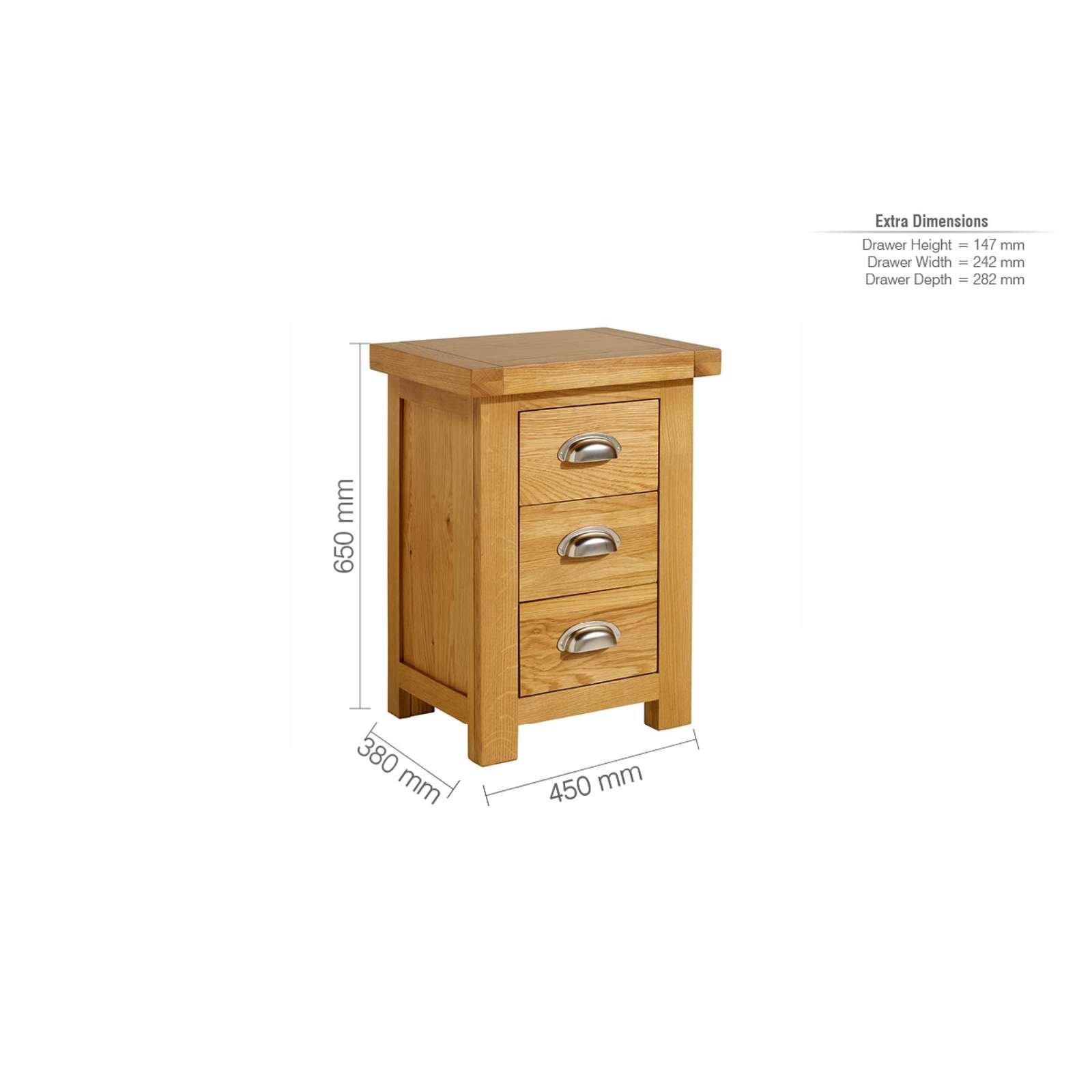 Oak - Birlea - Woburn Large 3 Drawer Bedside Table - 7