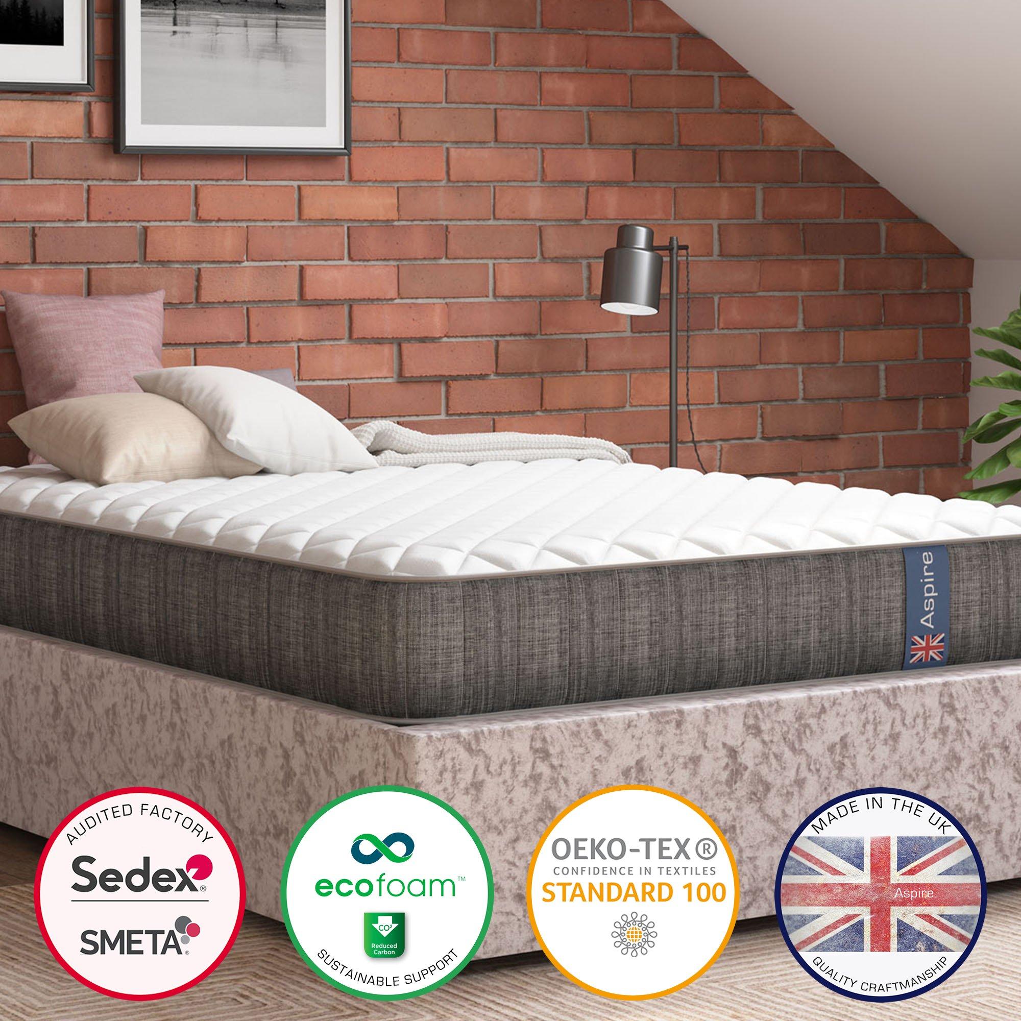 White - Aspire - Thermoregulating Pocket Srpung Mattress with Natur - 6