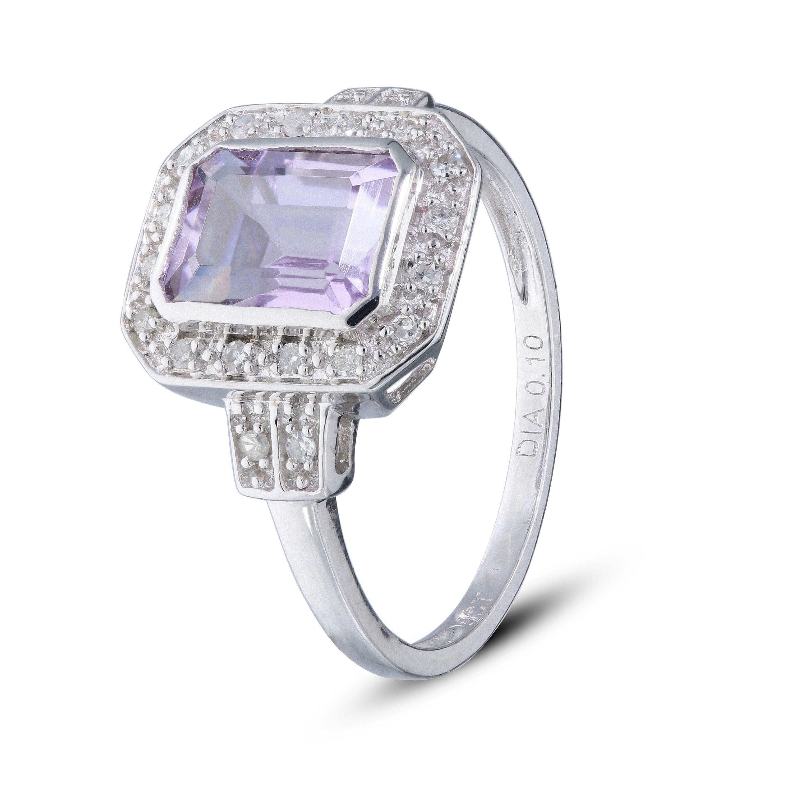 White - Be You - 9ct White Gold Amethyst & Diamond Ring - 2