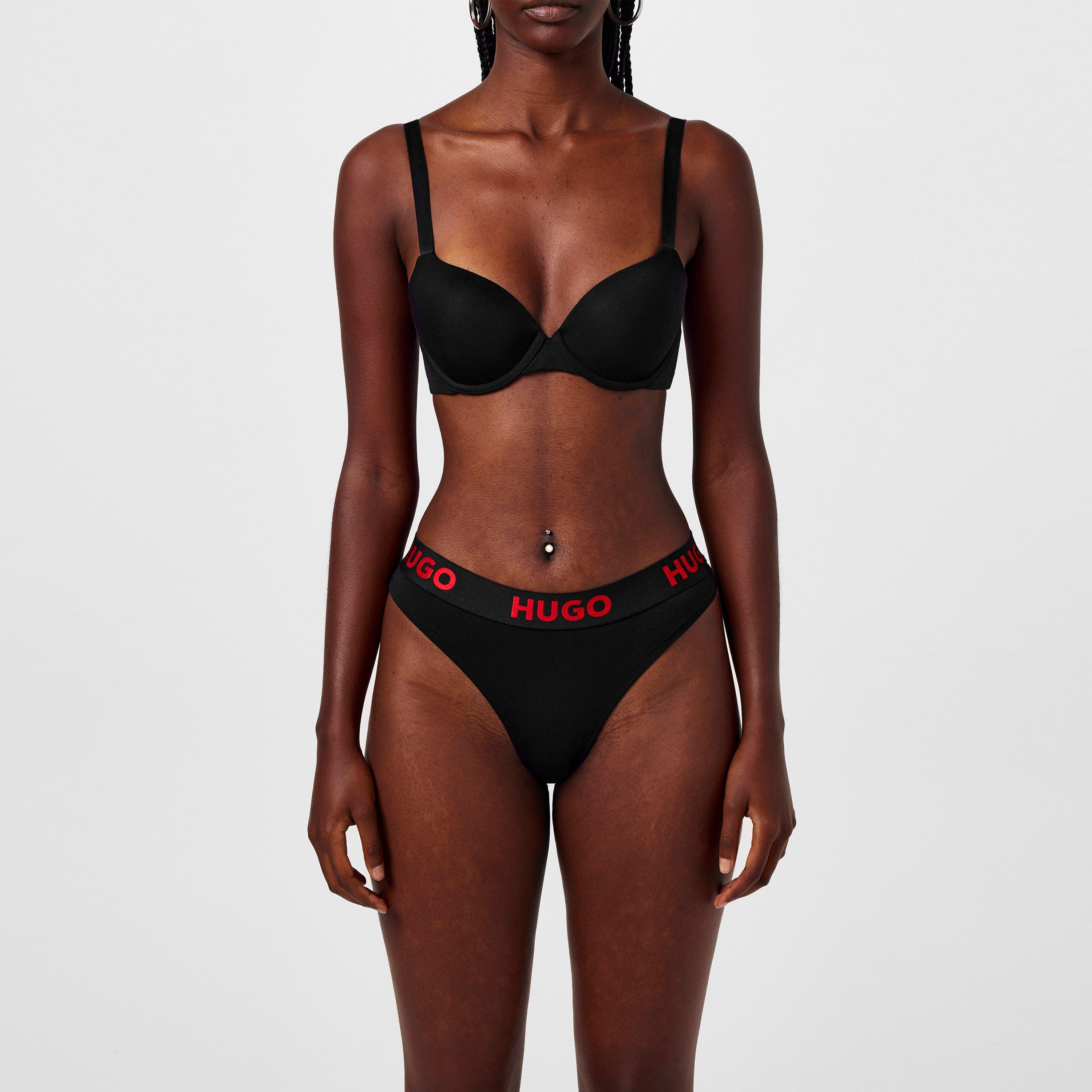 Hugo Women's Stretch Cotton Thong - Black 001 - 14 (XL)