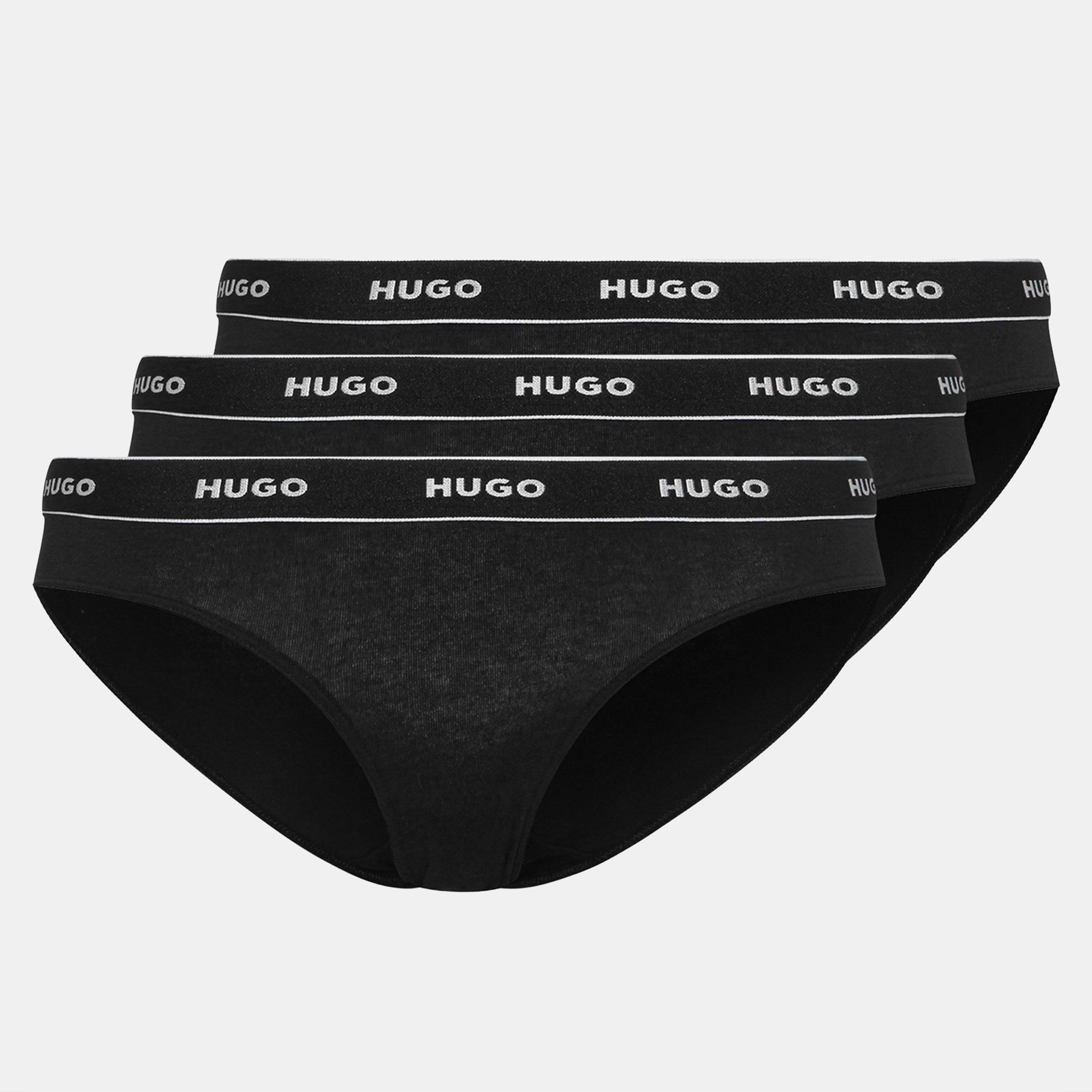 Hugo Women's 3 Pack Striped Briefs - Black 001 - 8 (S)