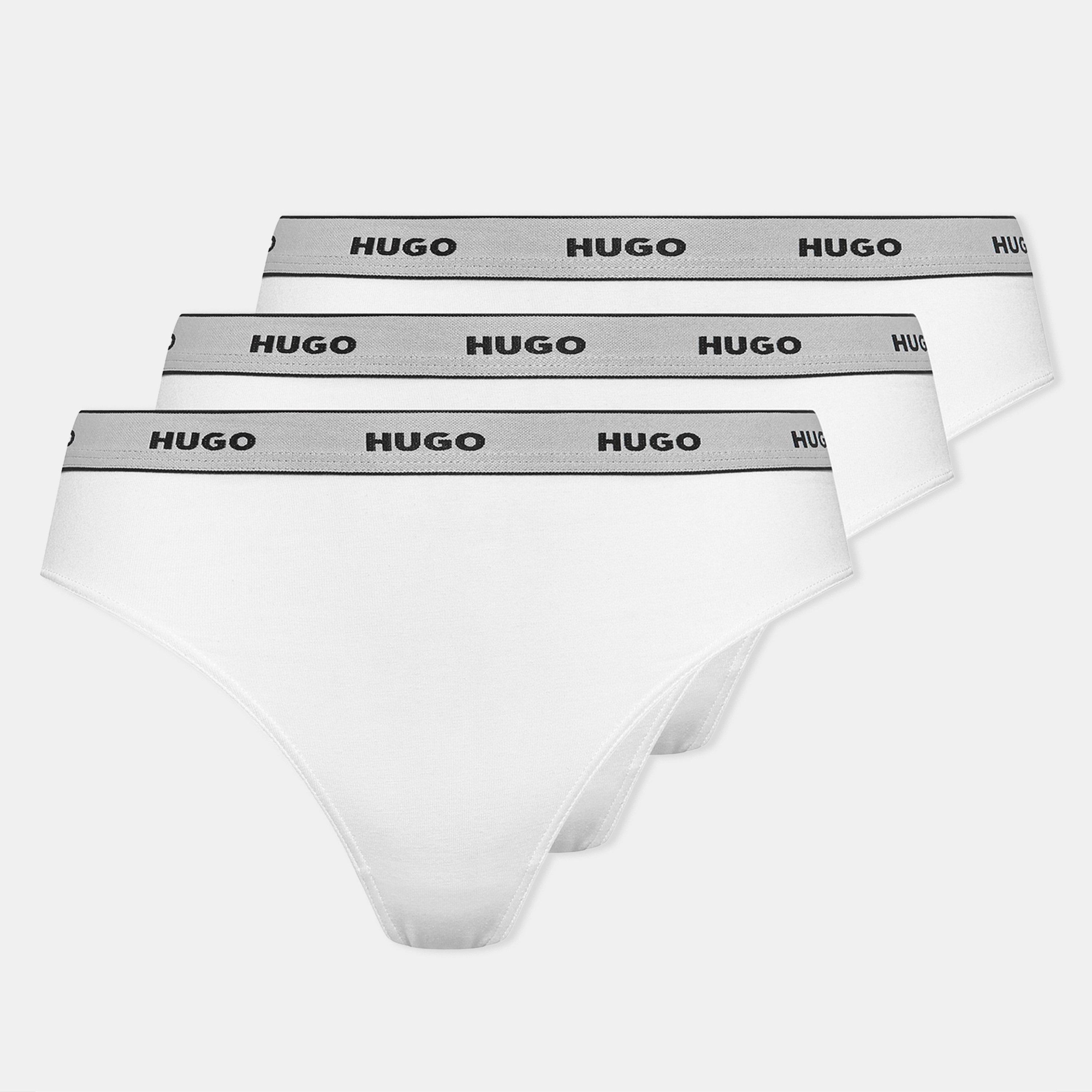 Hugo Women's 3 Pack Stripe Thong - White 100 - 16 (XXL)
