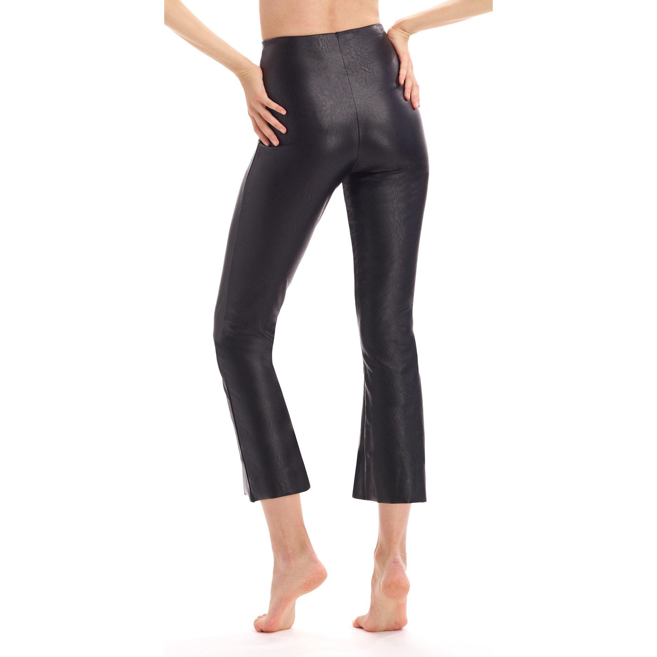 Black - Commando - Women's Faux Leather Cropped Flare Shapewear Leggings - 6