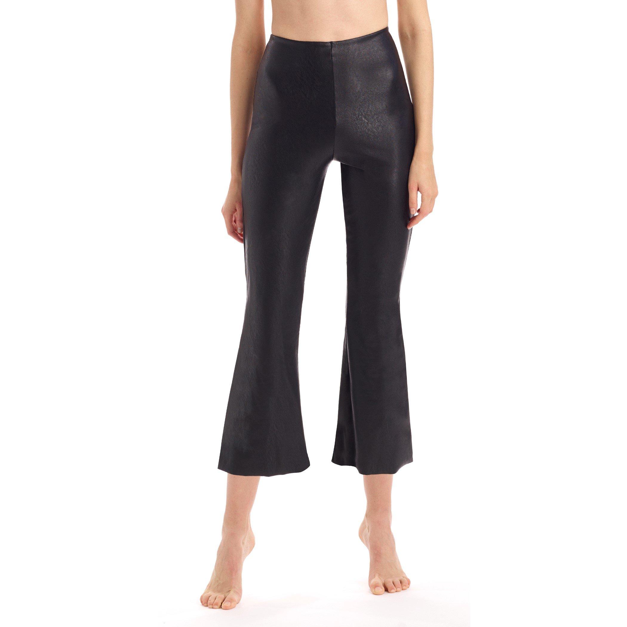 Black - Commando - Women's Faux Leather Cropped Flare Shapewear Leggings - 7