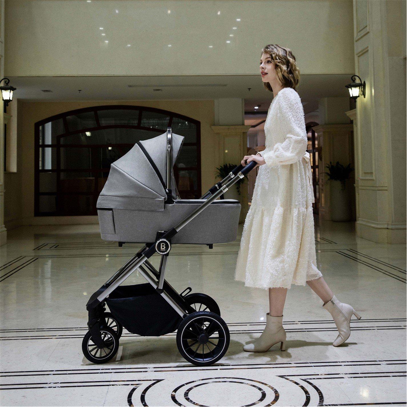 Pearl Grey - Babymore - Babymore Chia Pram Pushchair - Pearl Grey - 2