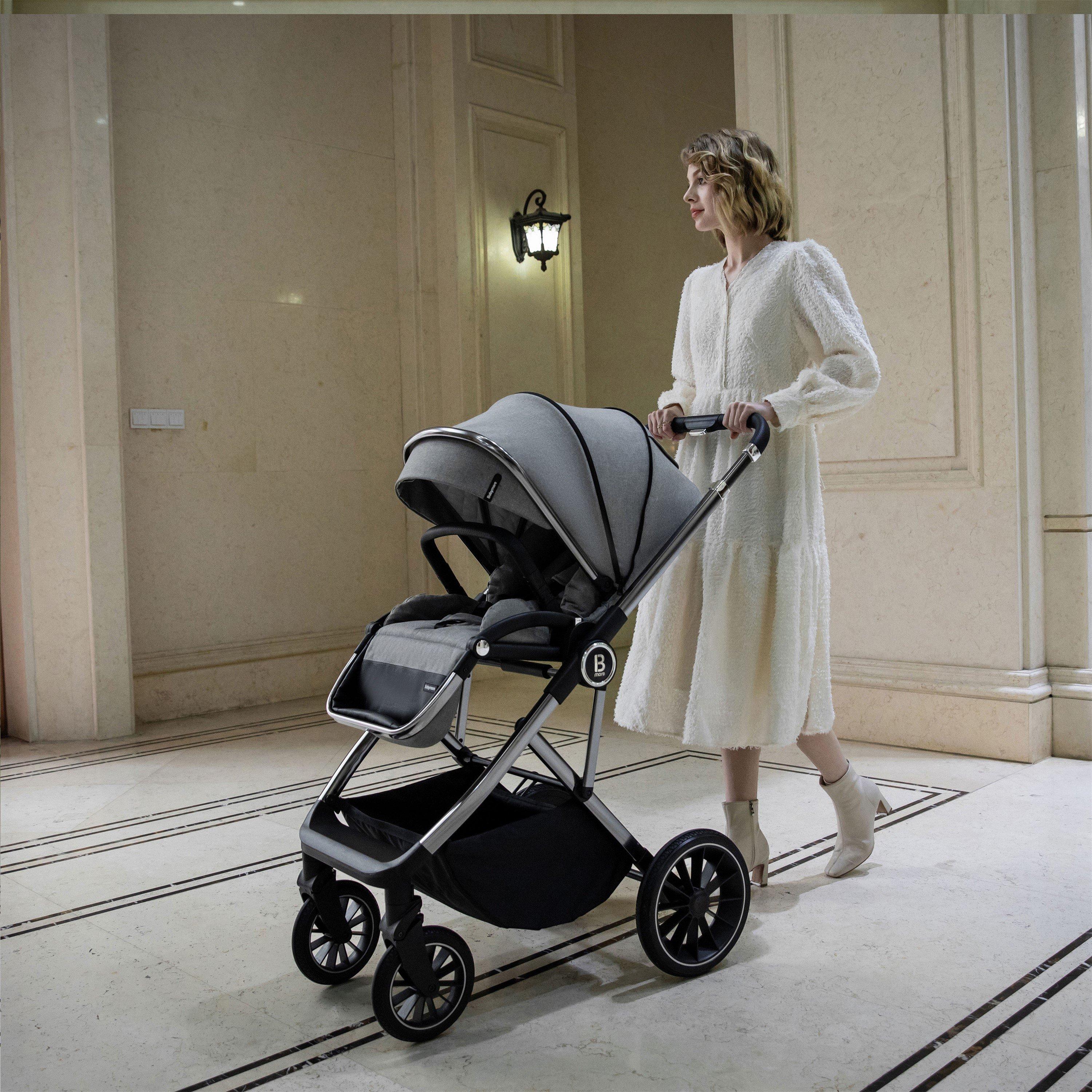 Pearl Grey - Babymore - Babymore Chia Pram Pushchair - Pearl Grey - 3