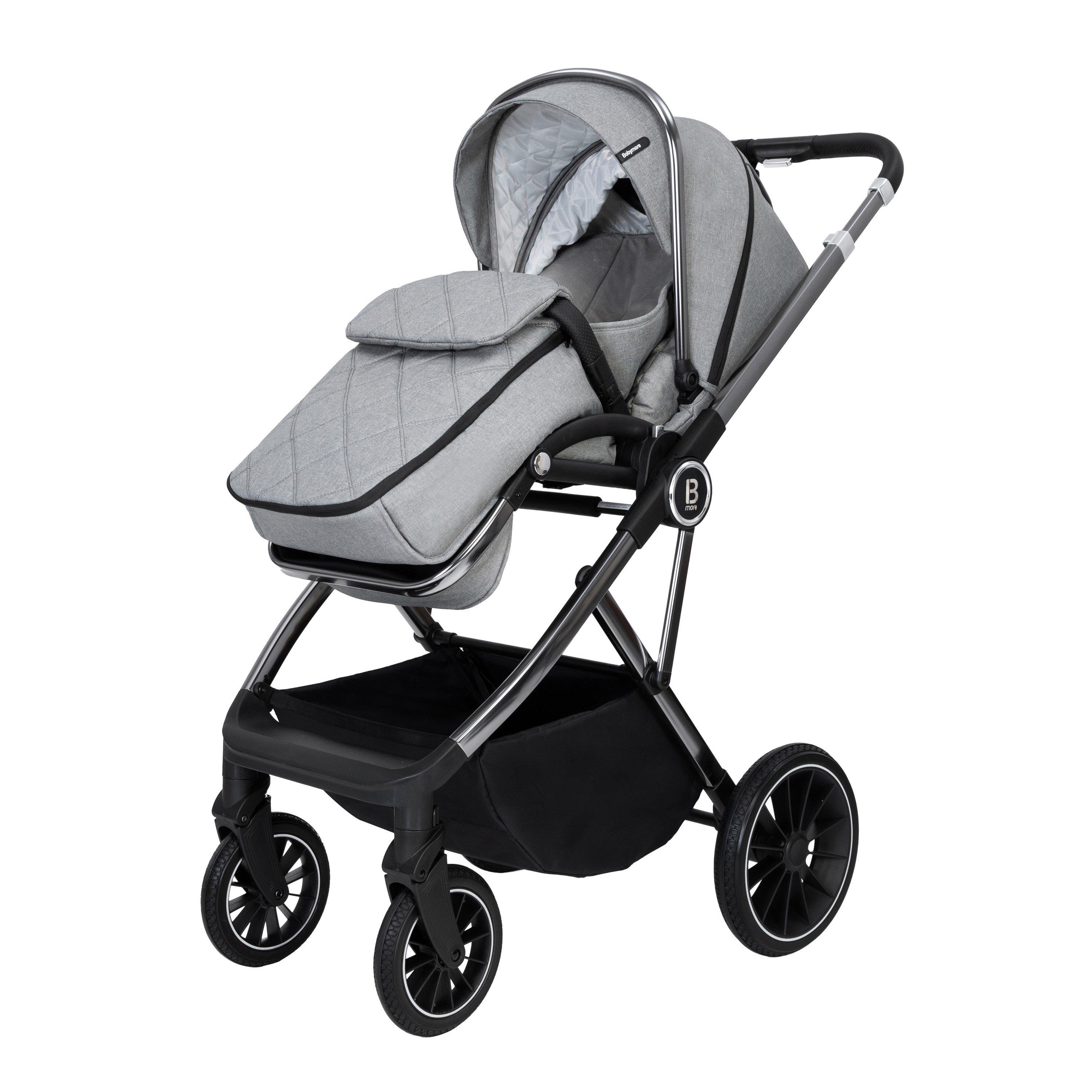Pearl Grey - Babymore - Babymore Chia Pram Pushchair - Pearl Grey - 6