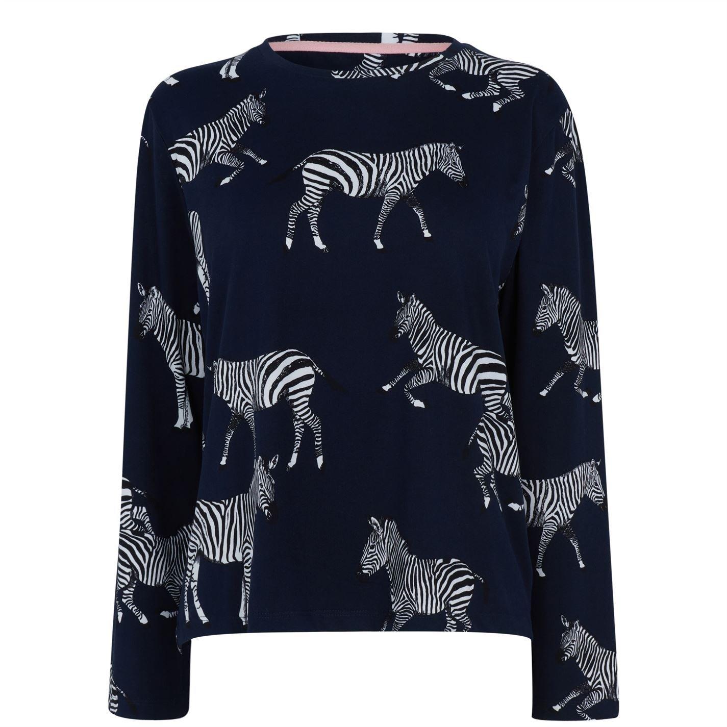 Chelsea Peers Classic Pyjama Set - Zebra Navy - Size 8 (XS)