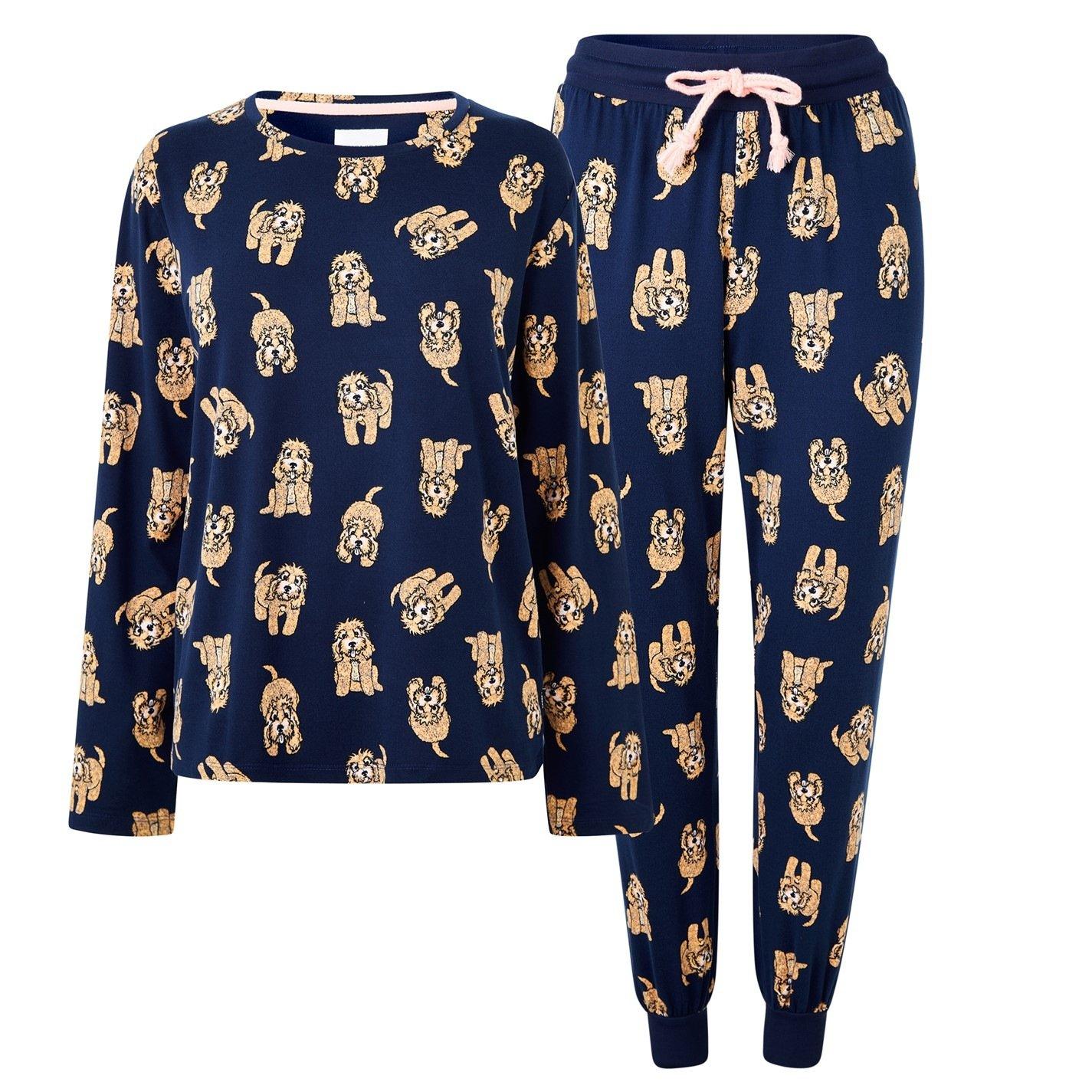 Chelsea Peers Classic Pyjama Set - Cockapoo Navy - Size 16 (XL)