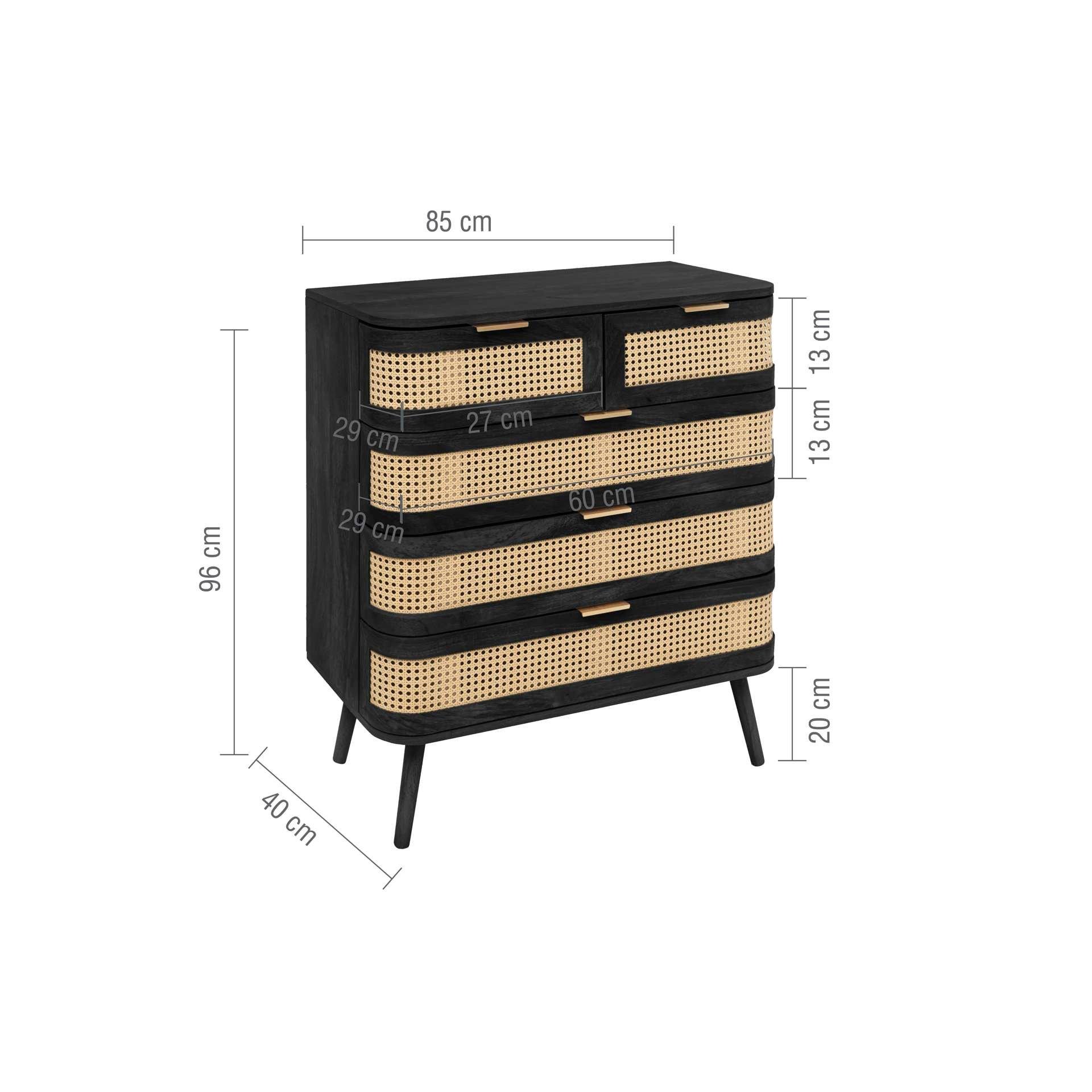 Black - Birlea - Noah 5 Drawer Chest - 12