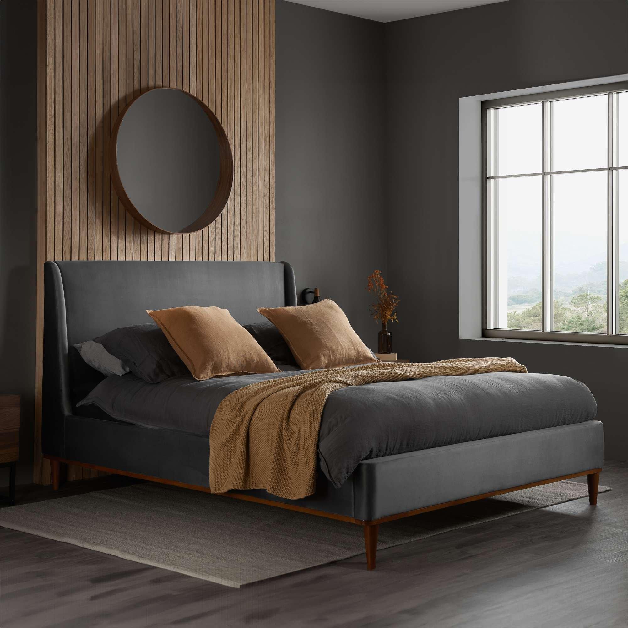 Grey - Birlea - Lincoln Grey Velvet Bed - 1