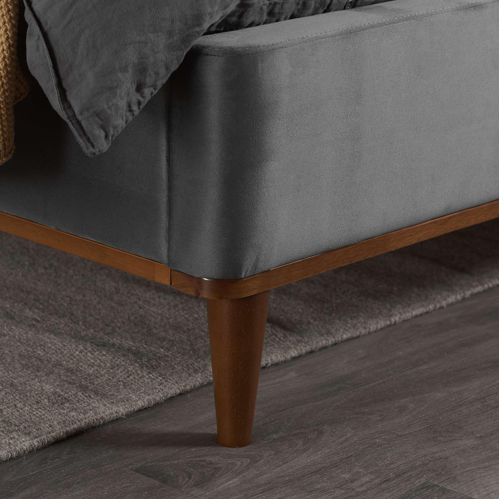 Grey - Birlea - Lincoln Grey Velvet Bed - 4