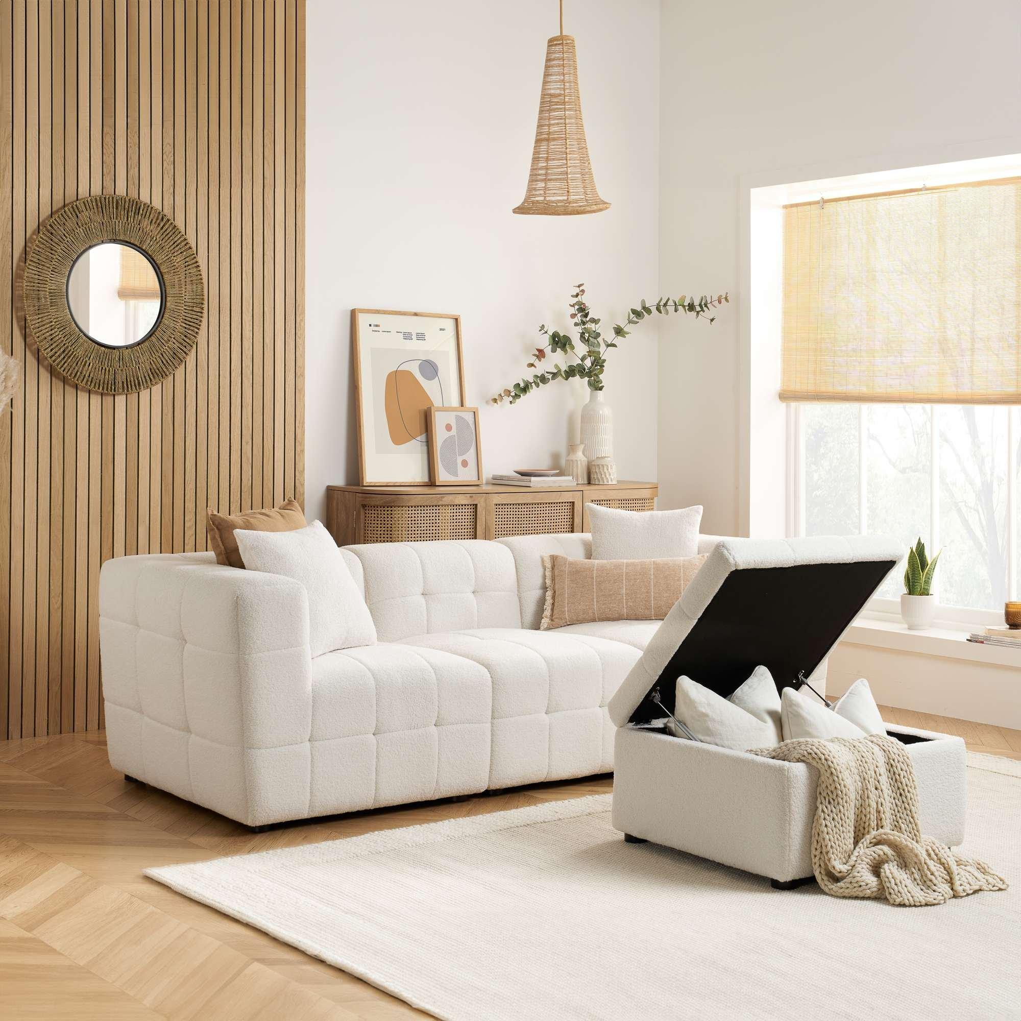 White Boucle - Birlea - Milo Modular Sofa Sets - 3