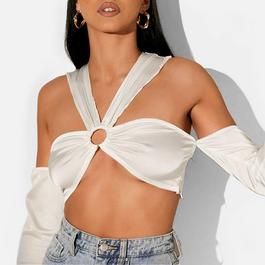 T-shirt Femme Rainbow Wolf ISAWITFIRST Ring Detail Off Shoulder Sleeve Bralet