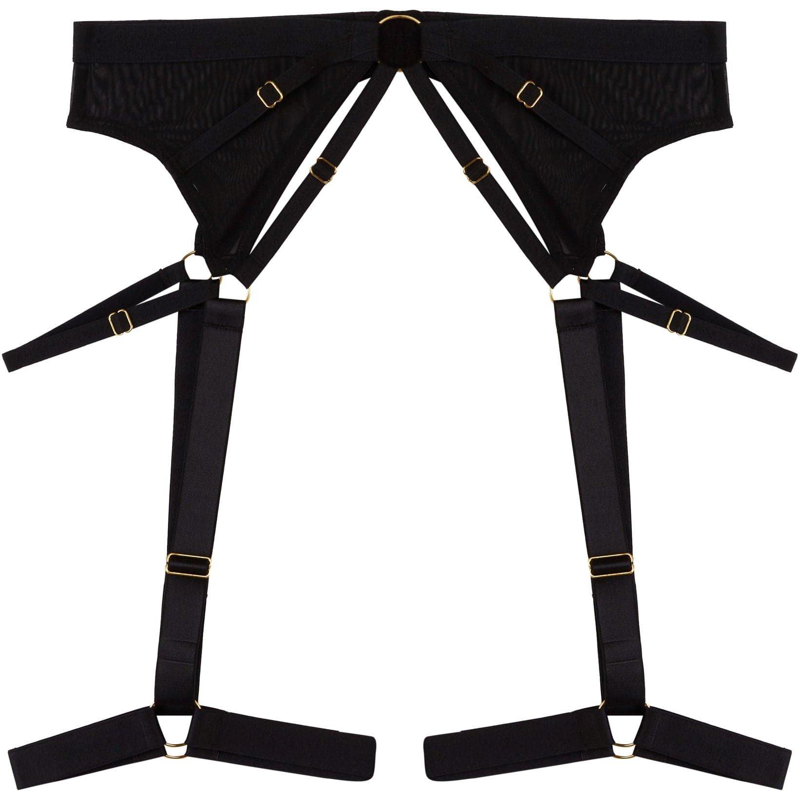 Black - Wolf and Whistle - Alexa Black Mesh Overlay Thick Strap Suspender - 5