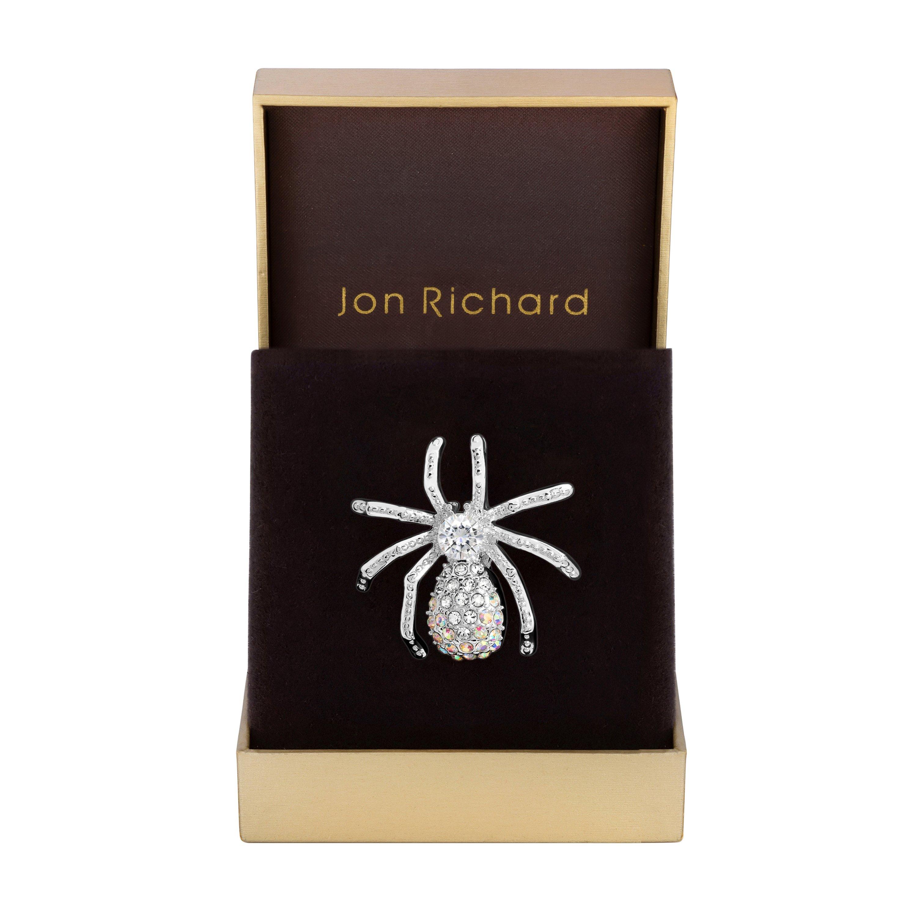 Silver - Jon Richard - Silver Plated Crystal Spider Brooch - Gift Box - 1