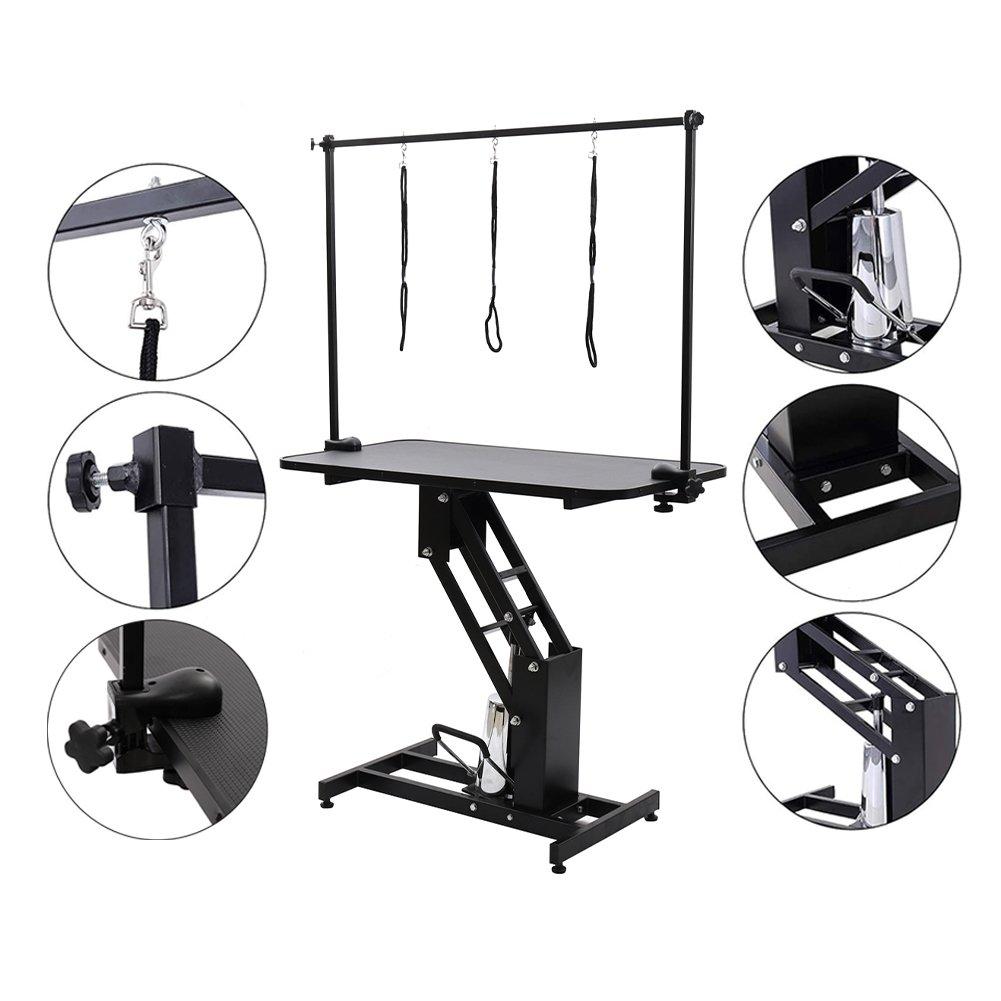 Black - KIDKID PET - Adjustable Hydraulic Pet Grooming Trimming Table - 7