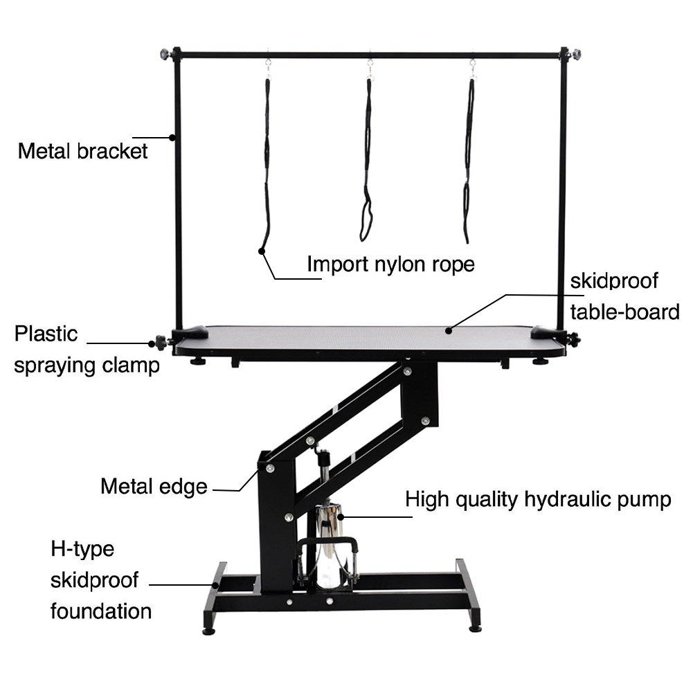 Black - KIDKID PET - Adjustable Hydraulic Pet Grooming Trimming Table - 9