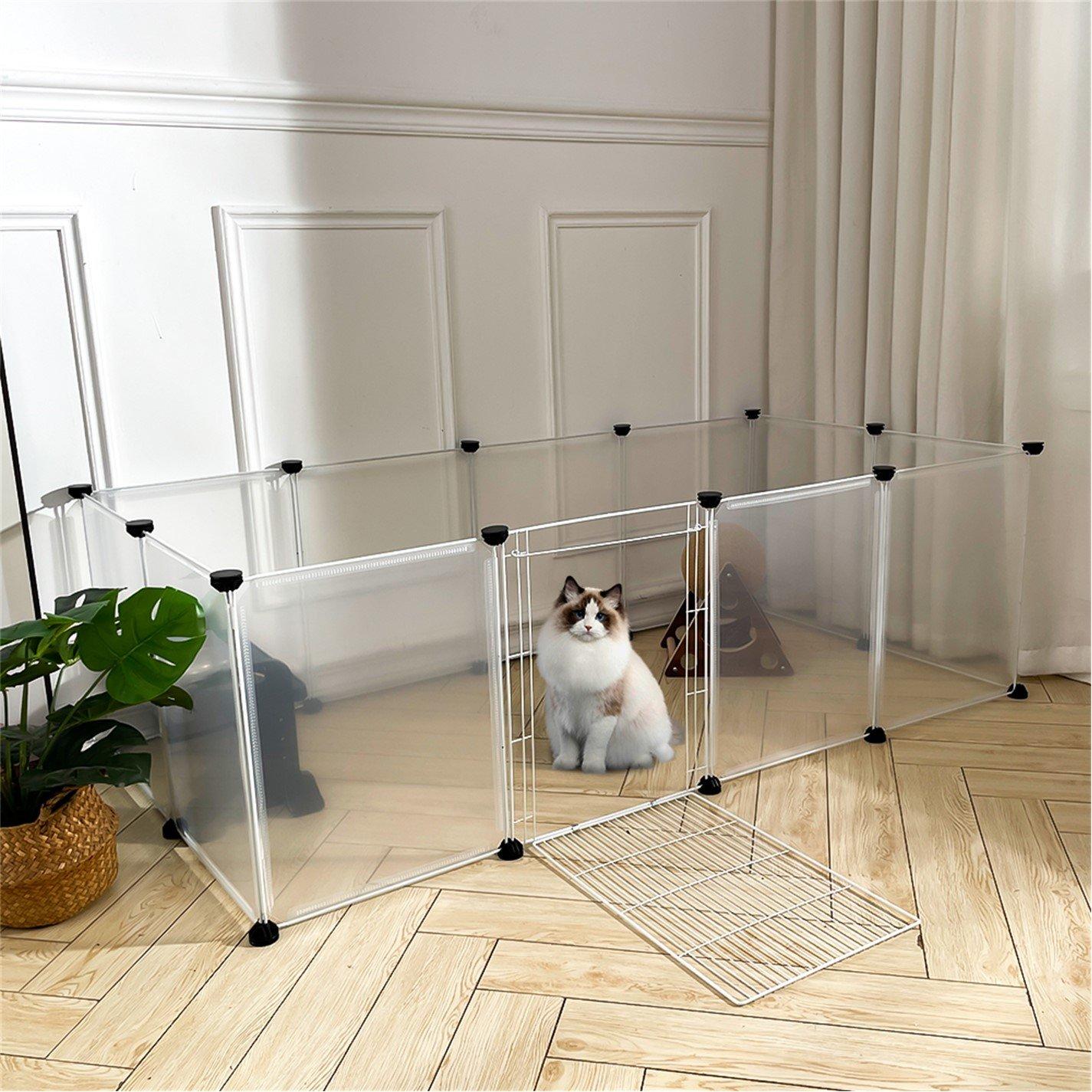 Transparent - KIDKID PET - 12 Panels Portable Clear Pet Playpen Fence - 1