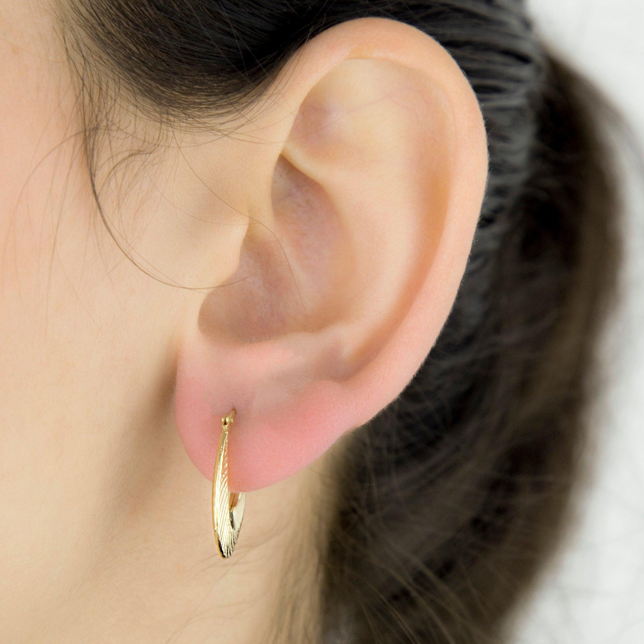 Yellow Gold - Be You - 9ct Gold Patterned Creole Earrings - 2