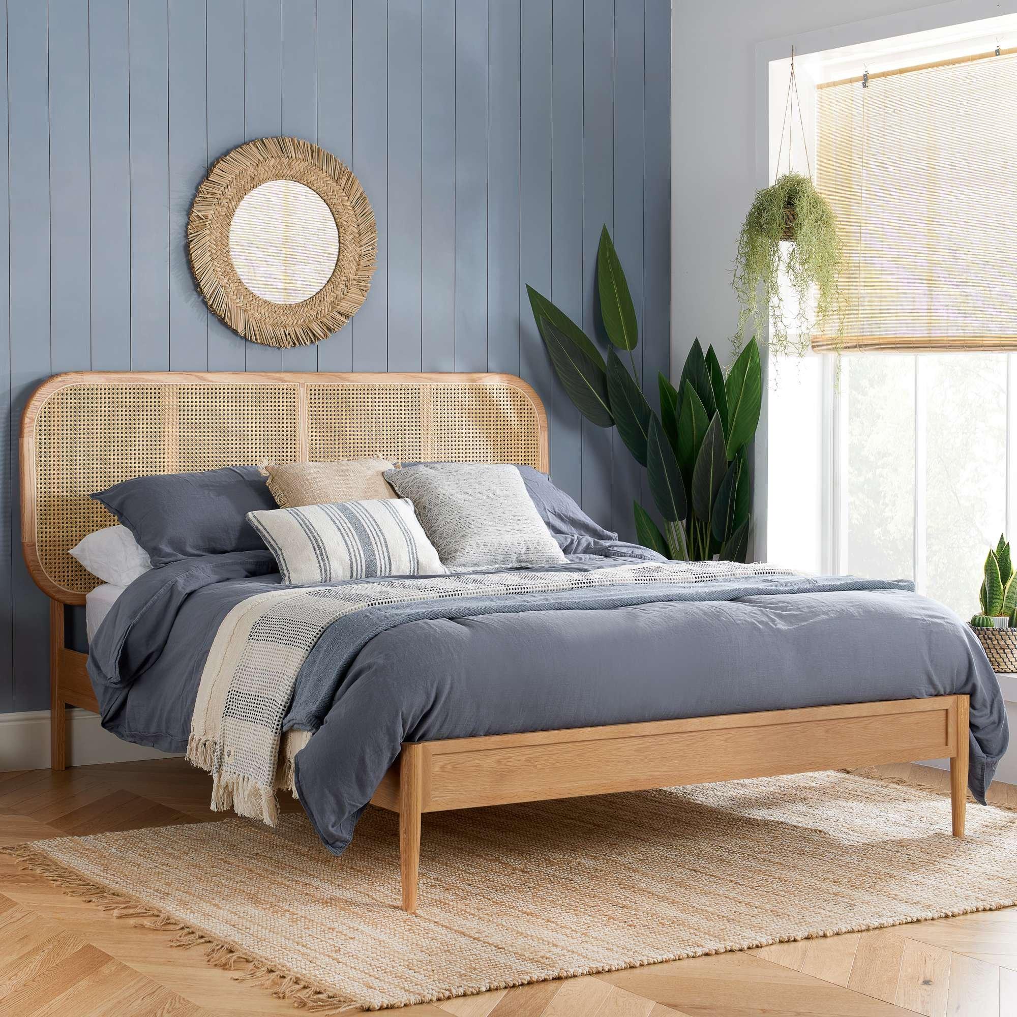Birlea  Elina Rattan Bed - Oak - King