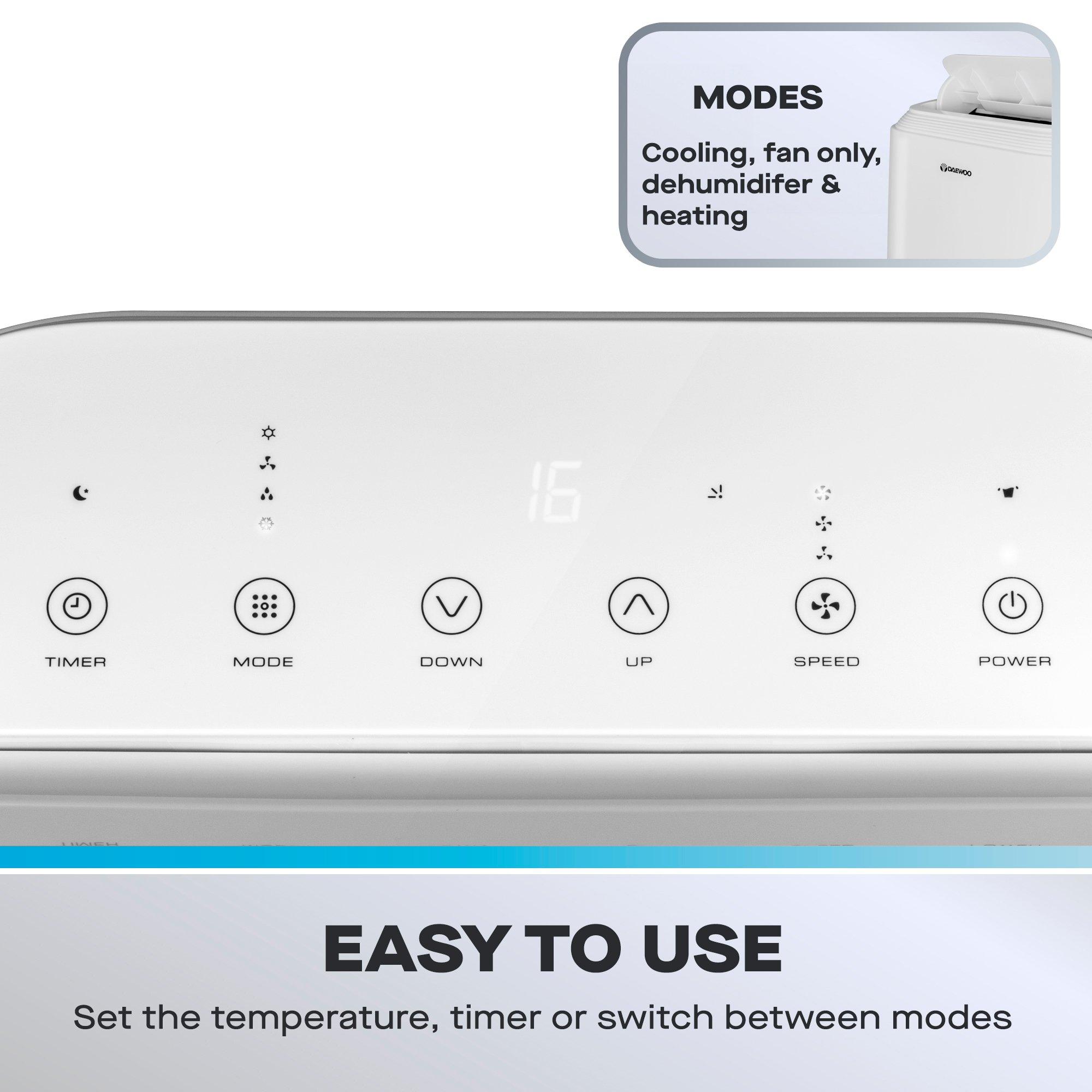 White - Daewoo Electricals - 12000 BTU PORTABLE AIR CONDITIONER WITH HEATING - 5