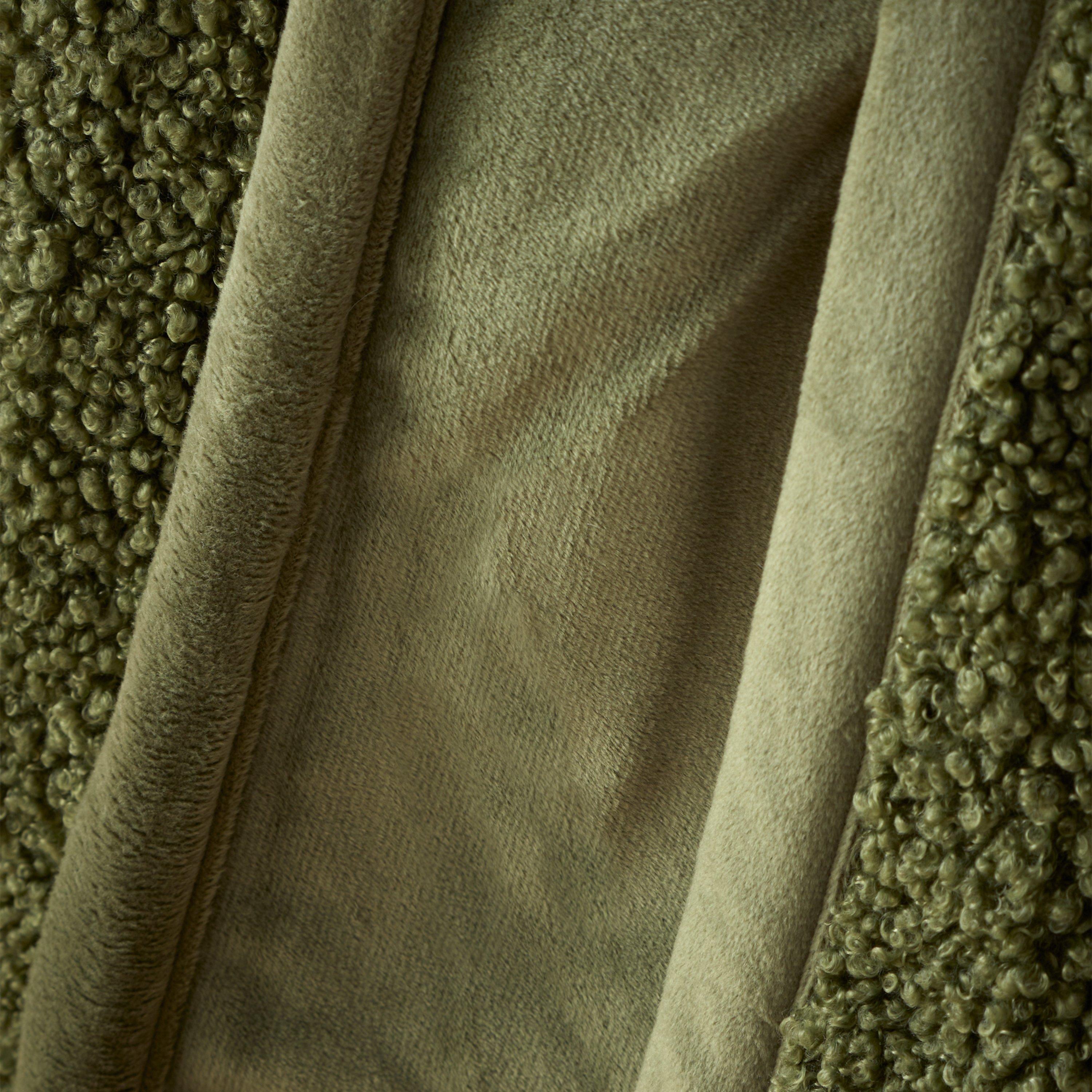 Olive - Catherine Lansfield - So Soft Velvet Boucle Blanket Throw - 2