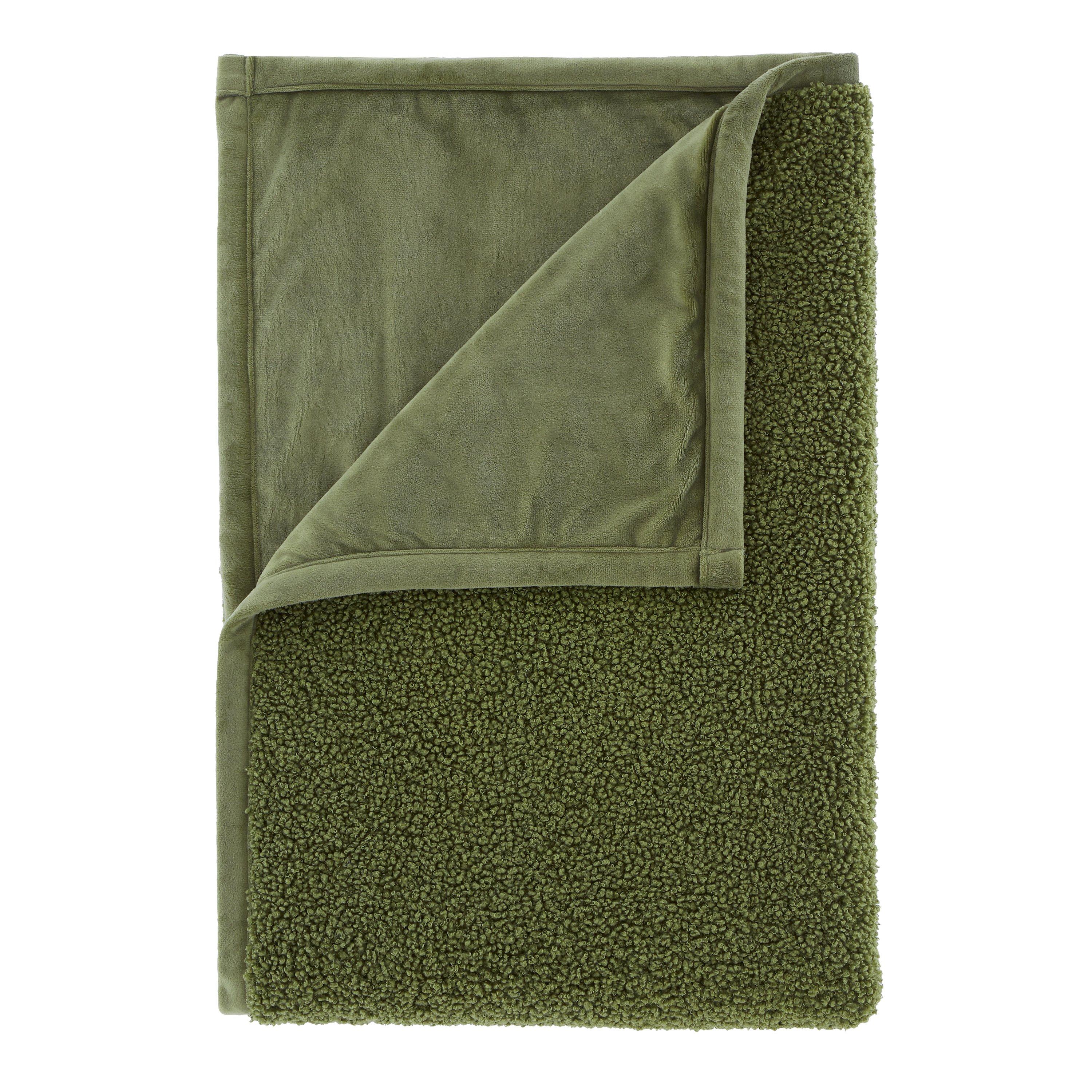 Olive - Catherine Lansfield - So Soft Velvet Boucle Blanket Throw - 6