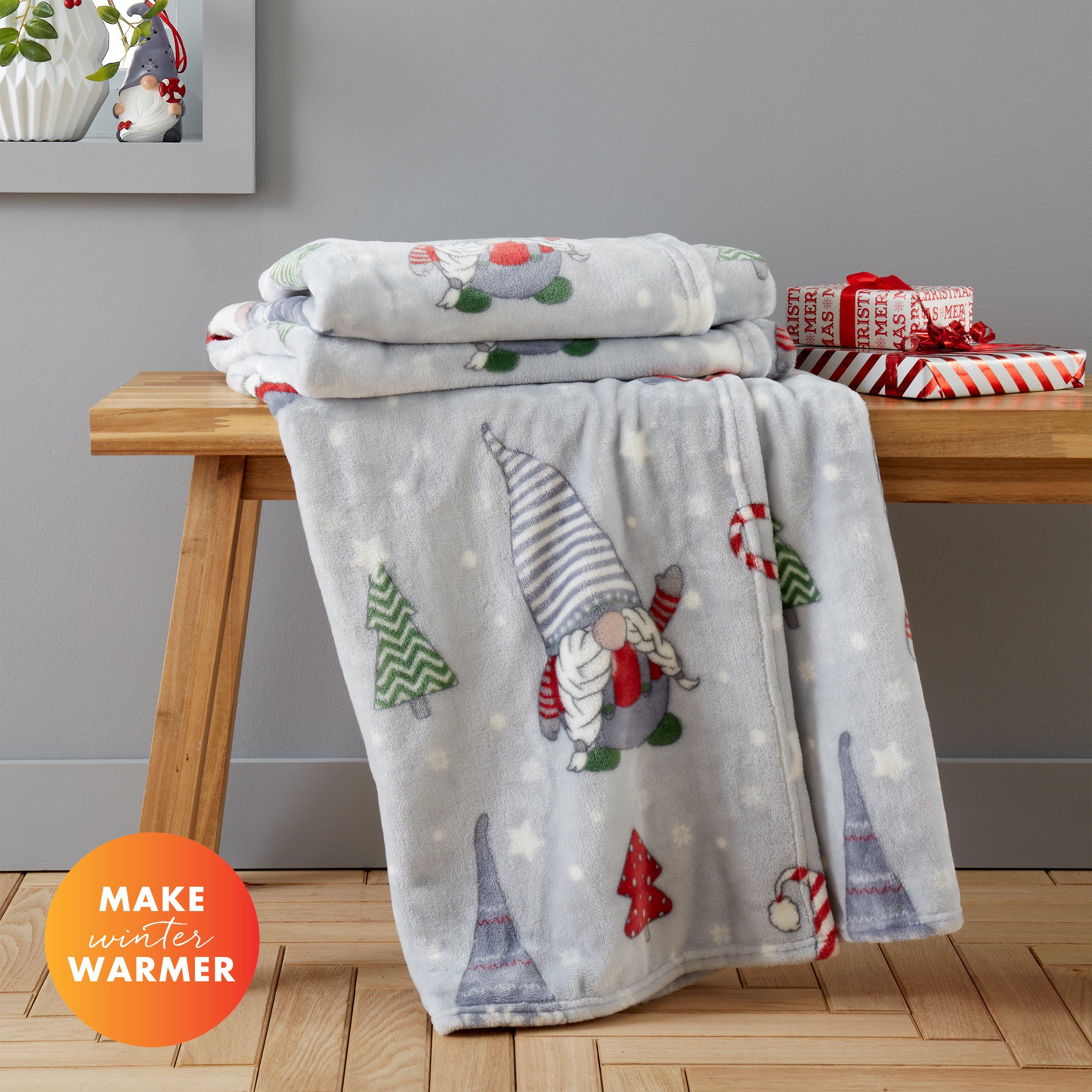 Christmas Gnomes Fleece Cosy Blanket Throw