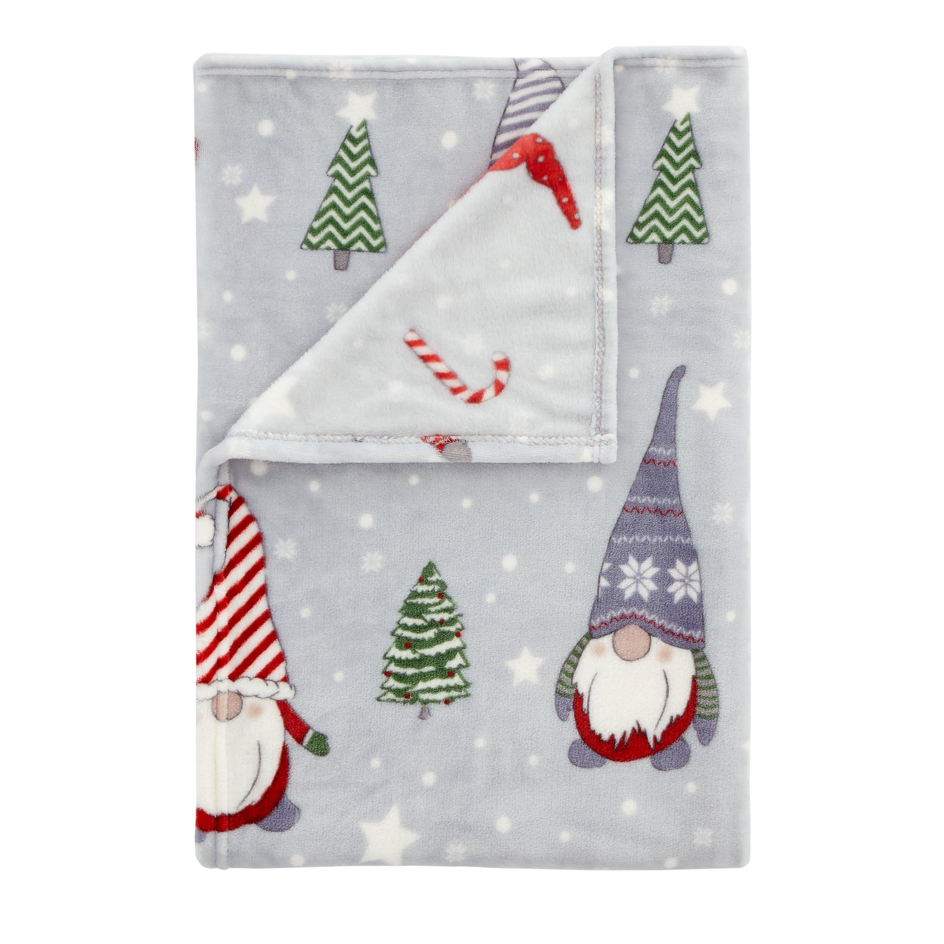 Grey - Catherine Lansfield - Christmas Gnomes Fleece Cosy Blanket Throw - 4