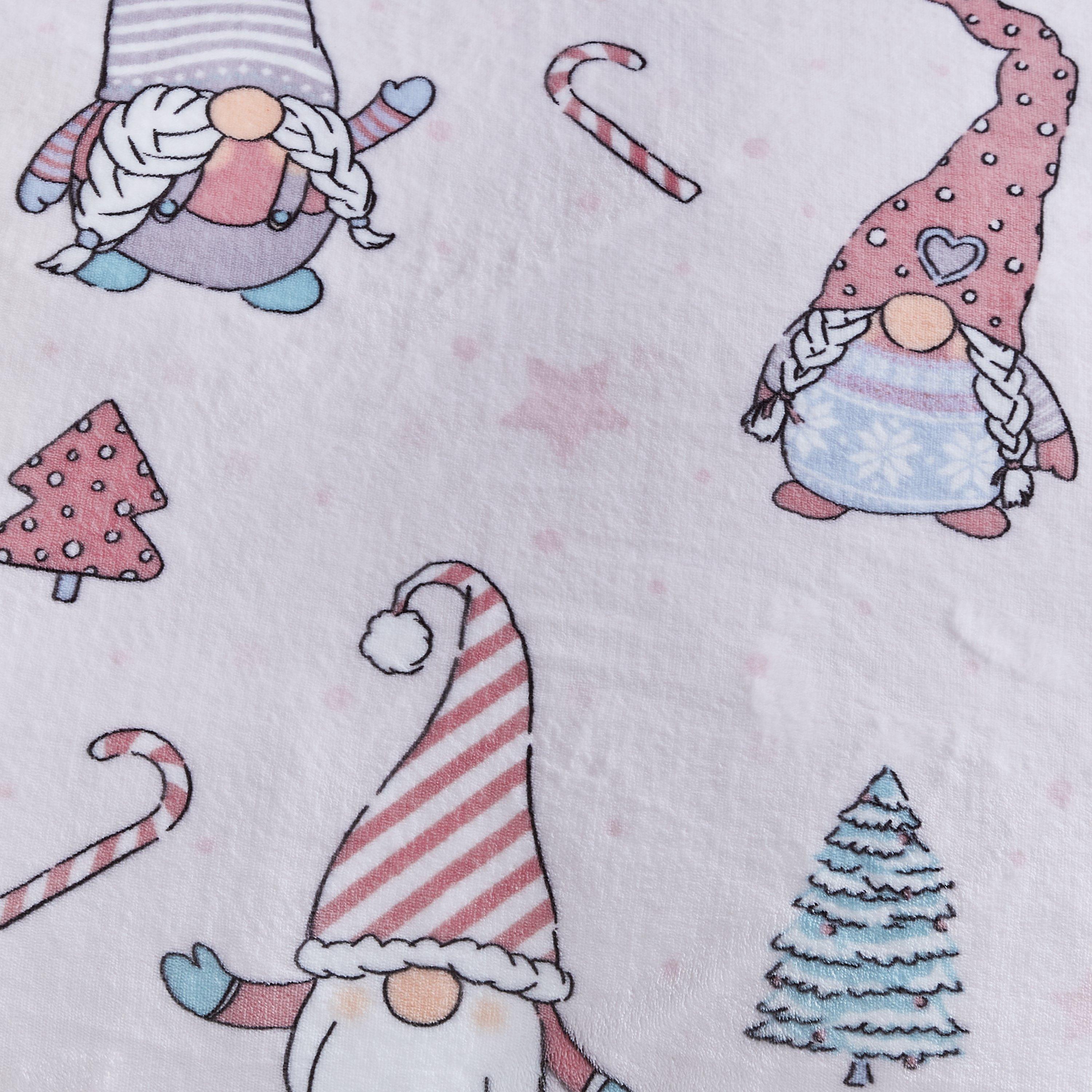 Pink - Catherine Lansfield - Christmas Gnomes Fleece Cosy Blanket Throw - 3