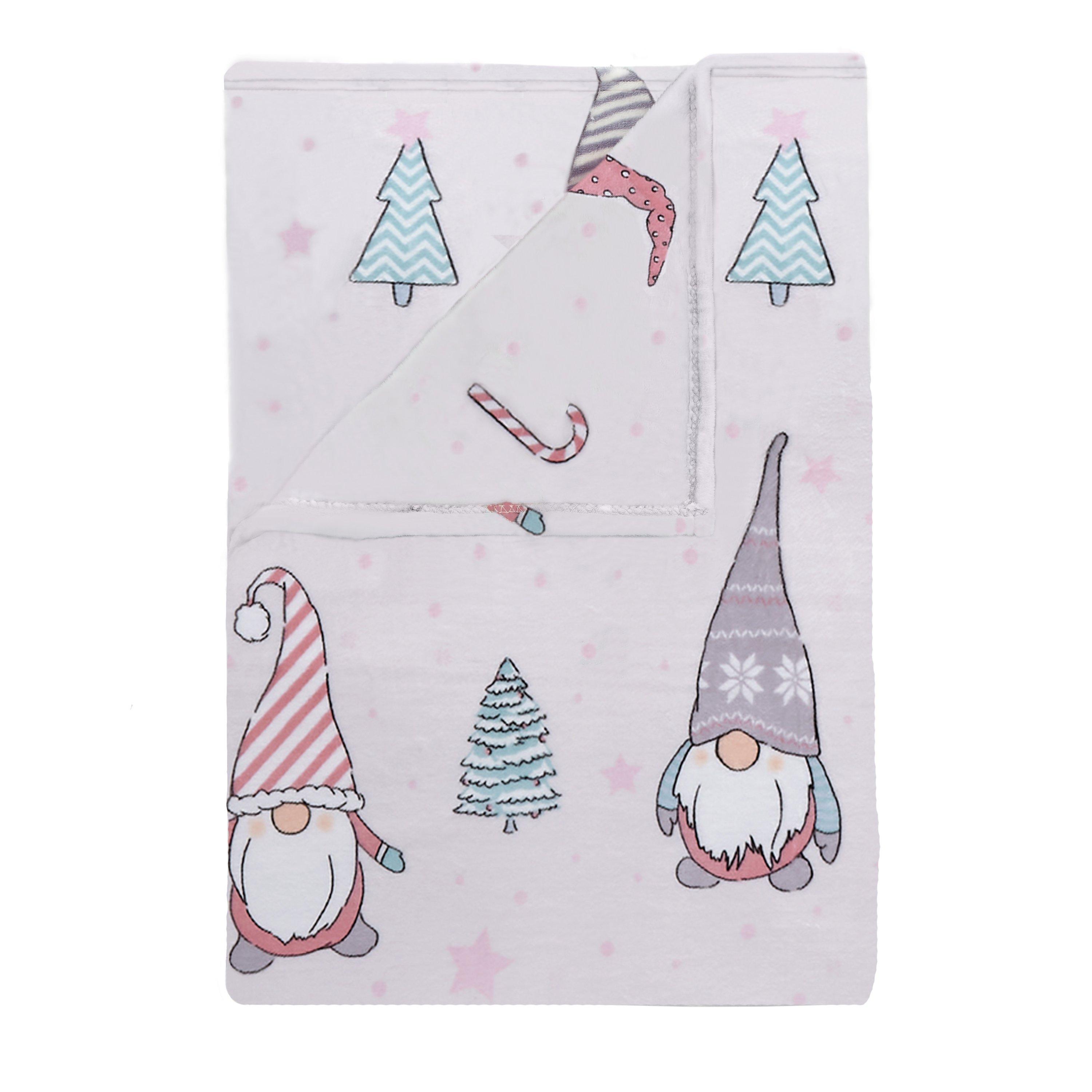 Pink - Catherine Lansfield - Christmas Gnomes Fleece Cosy Blanket Throw - 4