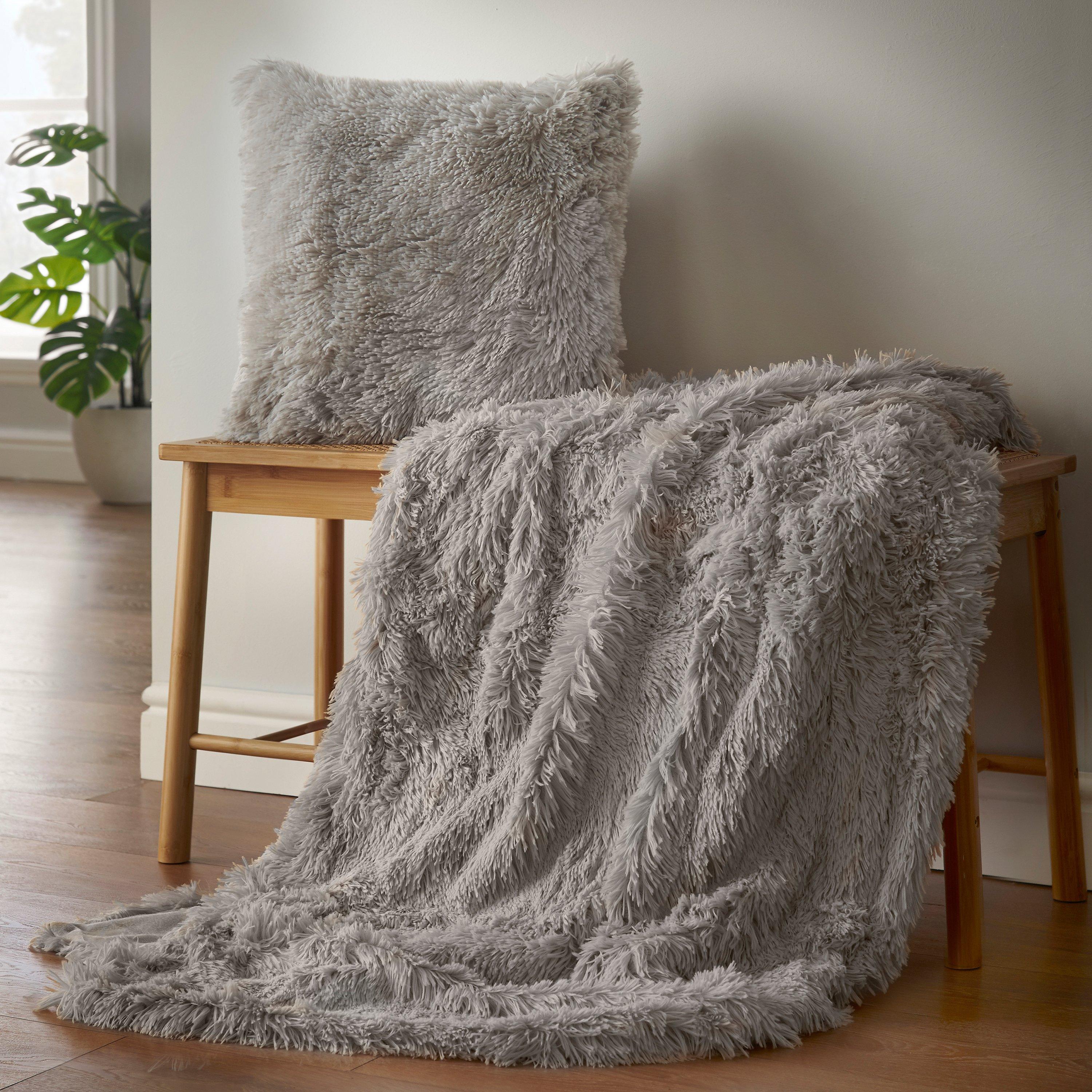Silver Grey - Catherine Lansfield - Cuddly Deep Pile Blanket Throw - 2