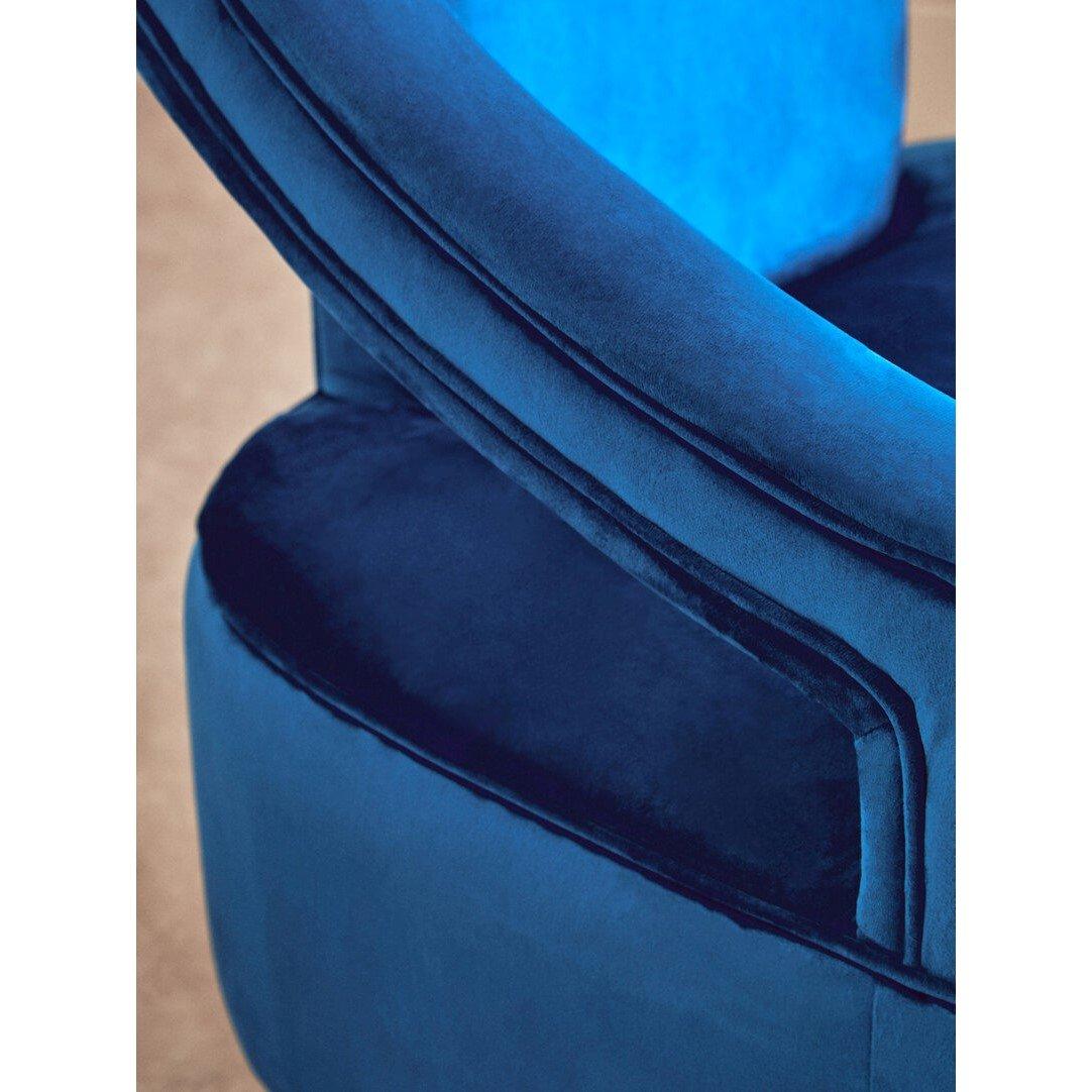 Blue - Fifty Five South - Faye Midnight Blue Velvet Chair - 2