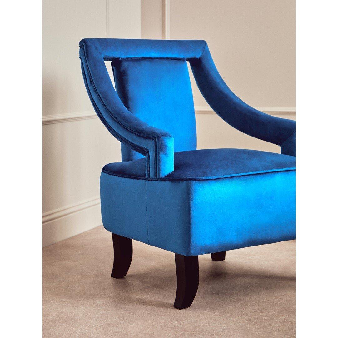 Blue - Fifty Five South - Faye Midnight Blue Velvet Chair - 4