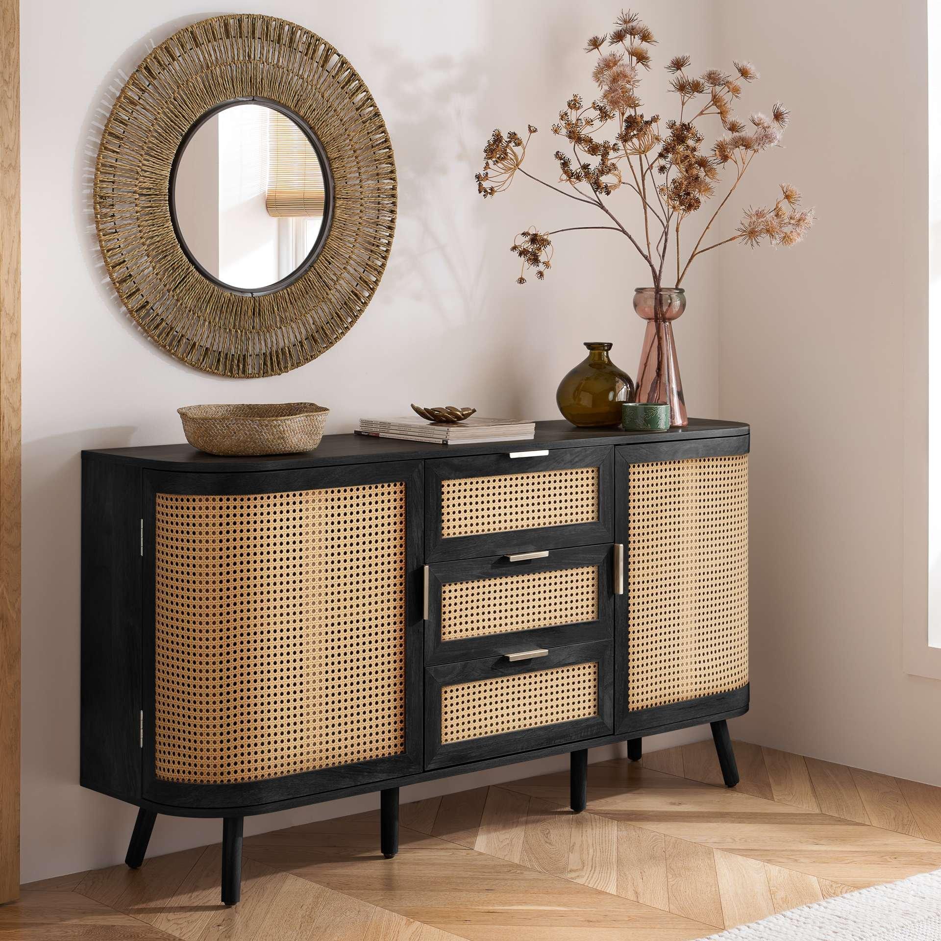 Black - Birlea - Noah 2 Door 3 Drawer Sideboard - 1