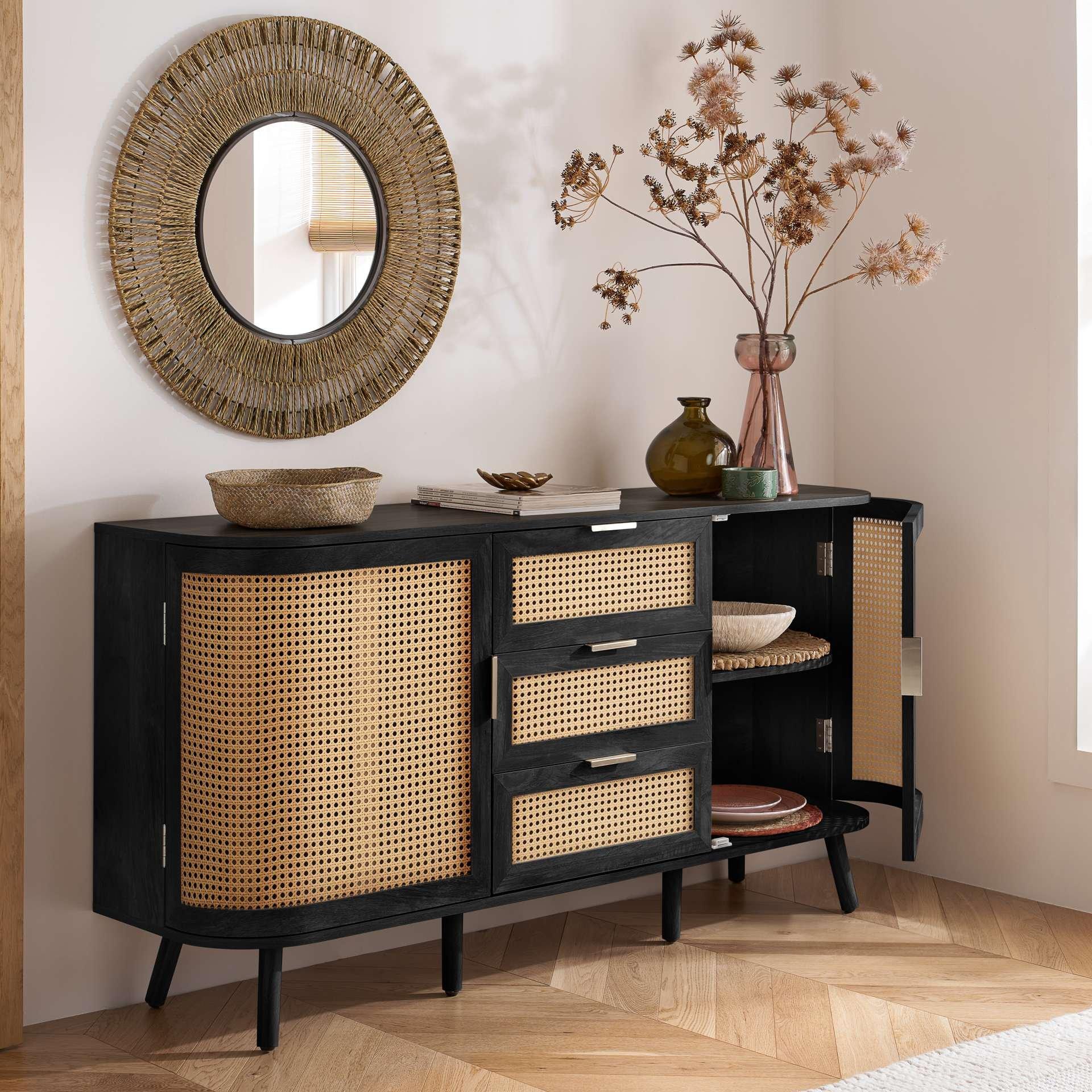 Black - Birlea - Noah 2 Door 3 Drawer Sideboard - 2