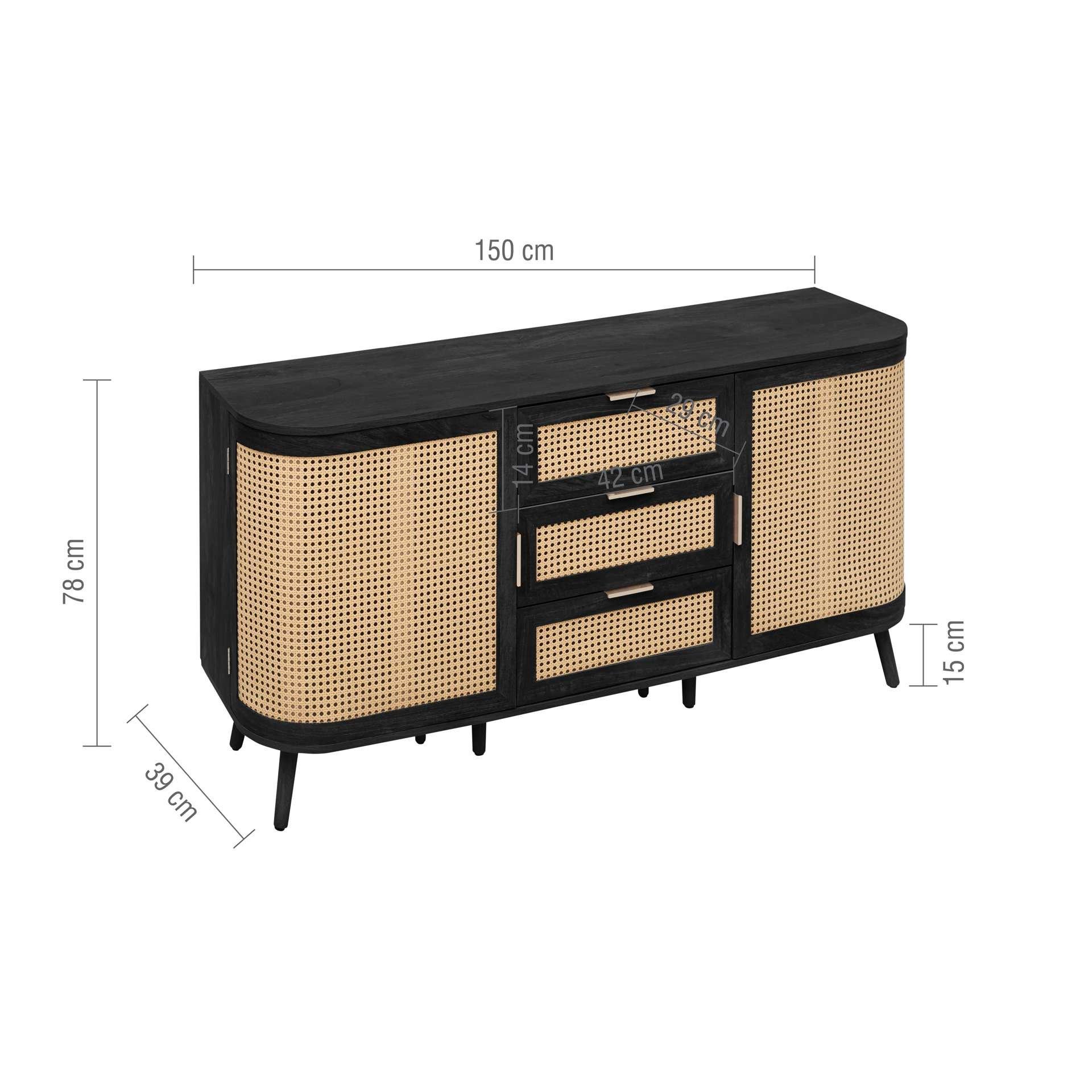 Black - Birlea - Noah 2 Door 3 Drawer Sideboard - 15