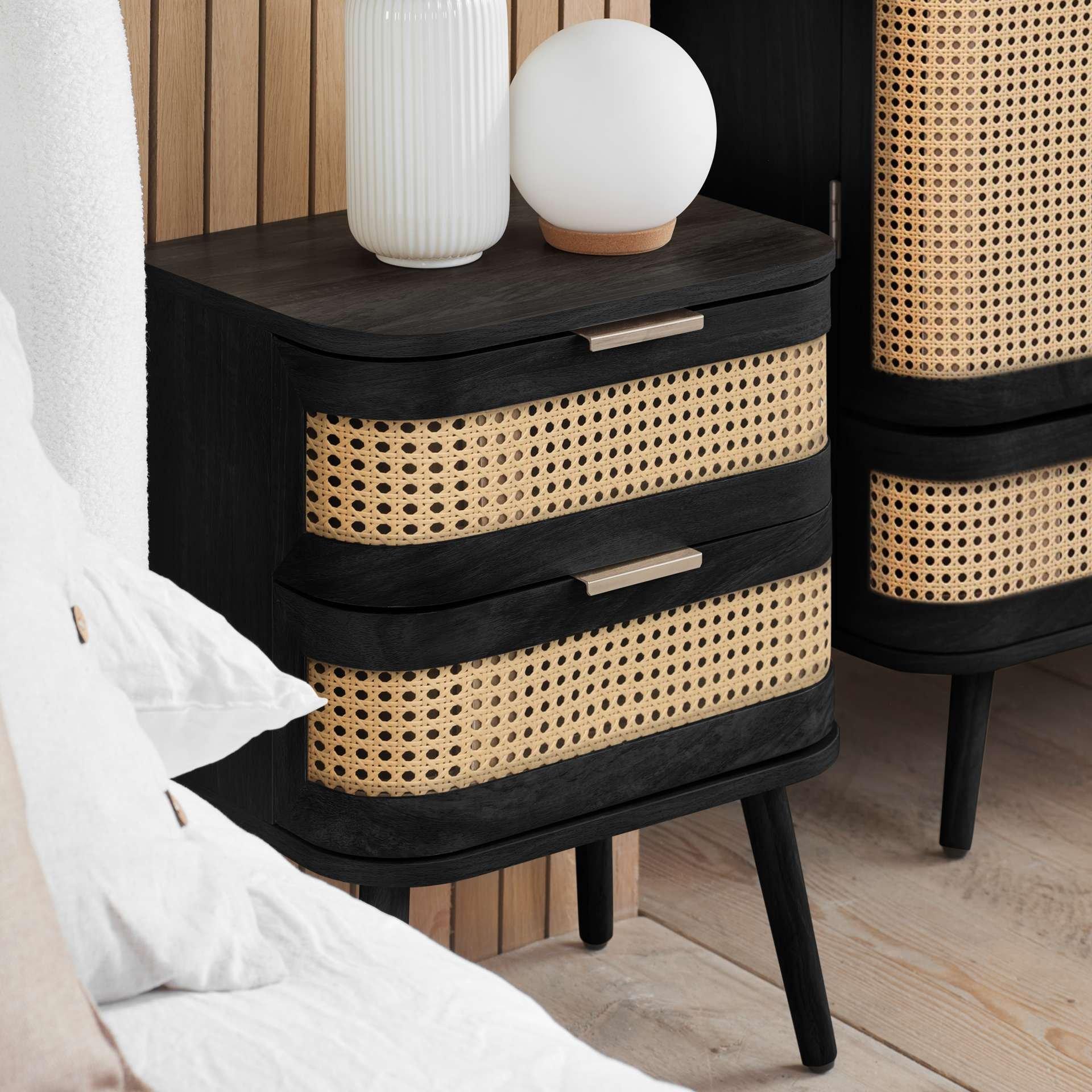 Black - Birlea - Noah 2 Drawer Bedside - 2
