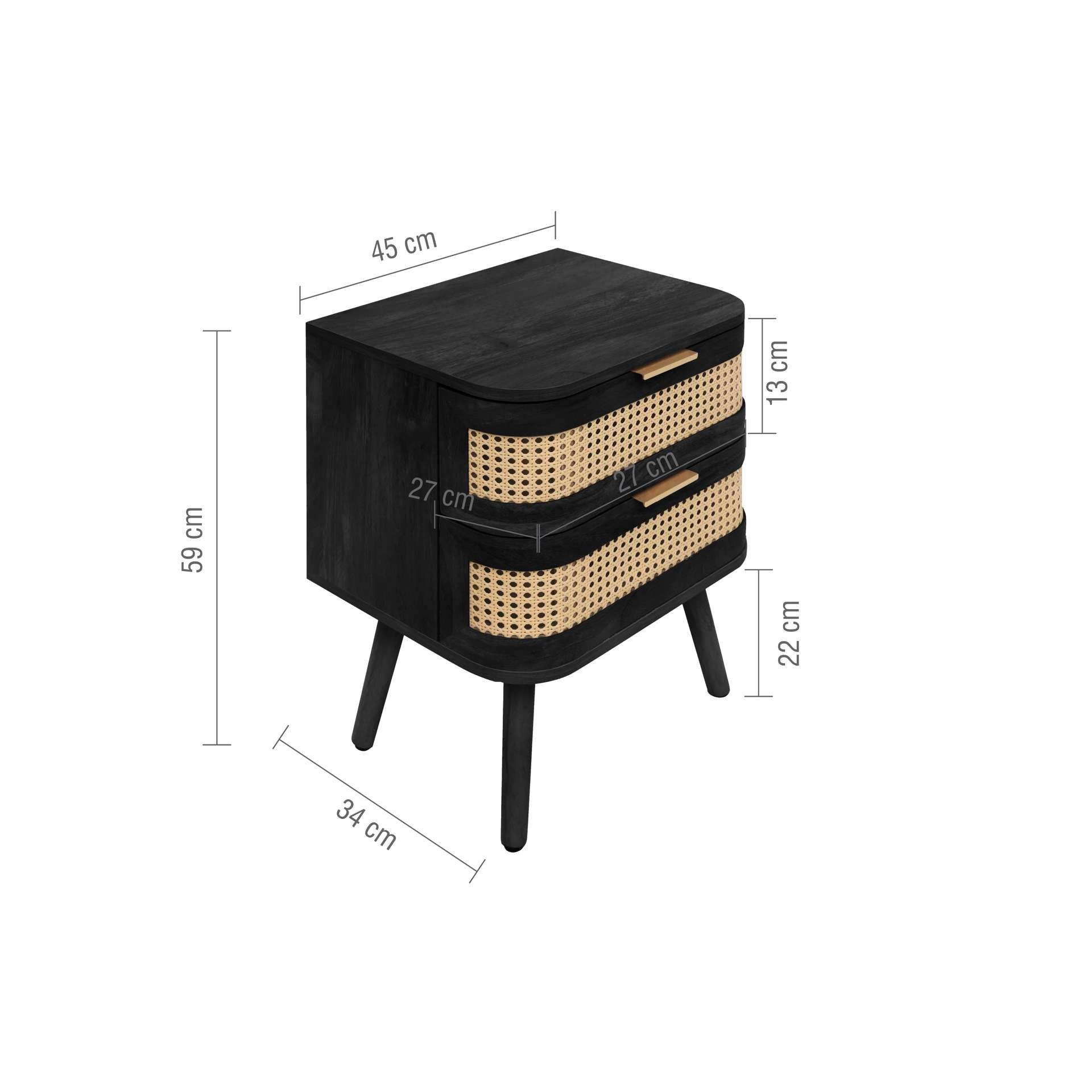 Black - Birlea - Noah 2 Drawer Bedside - 11